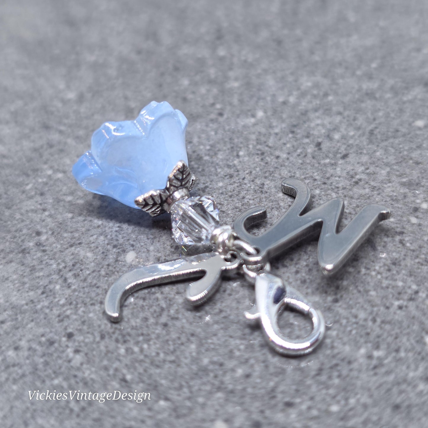 Something Blue Bridal Charm: Glass Flower, PRIMERO Crystals®, with or without Personalisation