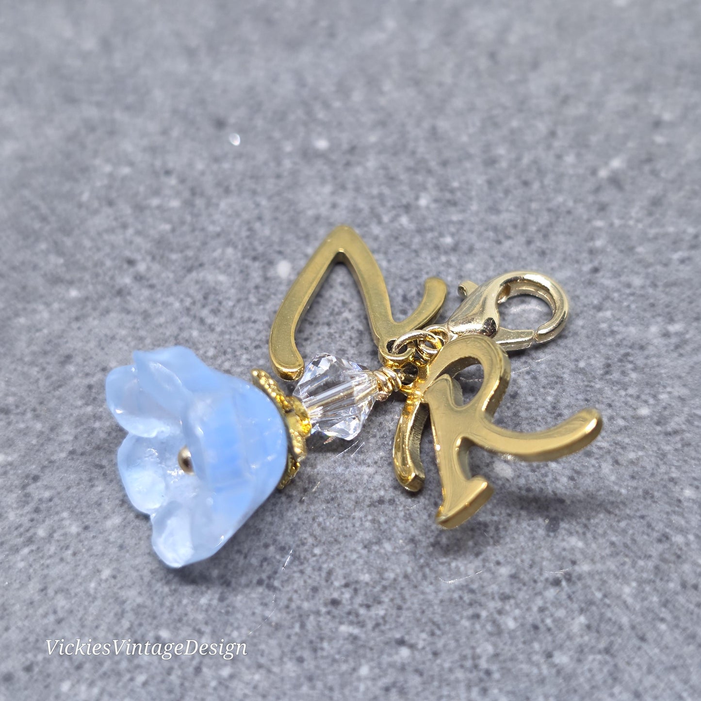 Something Blue Bridal Charm: Glass Flower, PRIMERO Crystals®, with or without Personalisation