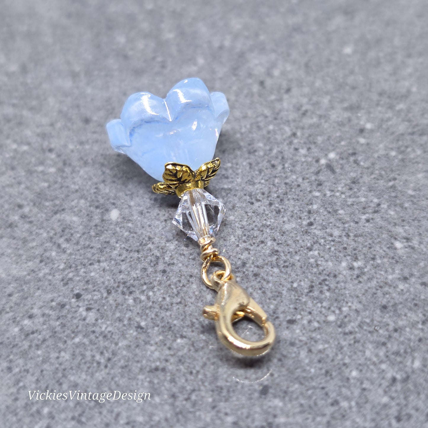 Something Blue Bridal Charm: Glass Flower, PRIMERO Crystals®, with or without Personalisation