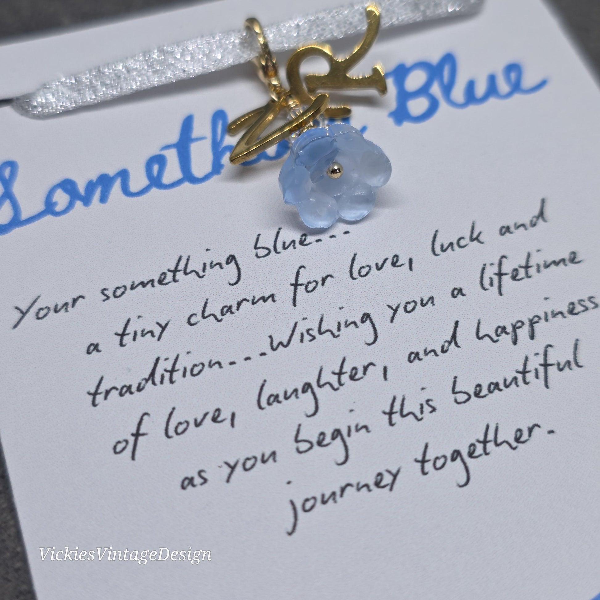 Something Blue Bridal Charm: Glass Flower, PRIMERO Crystals®, with or without Personalisation