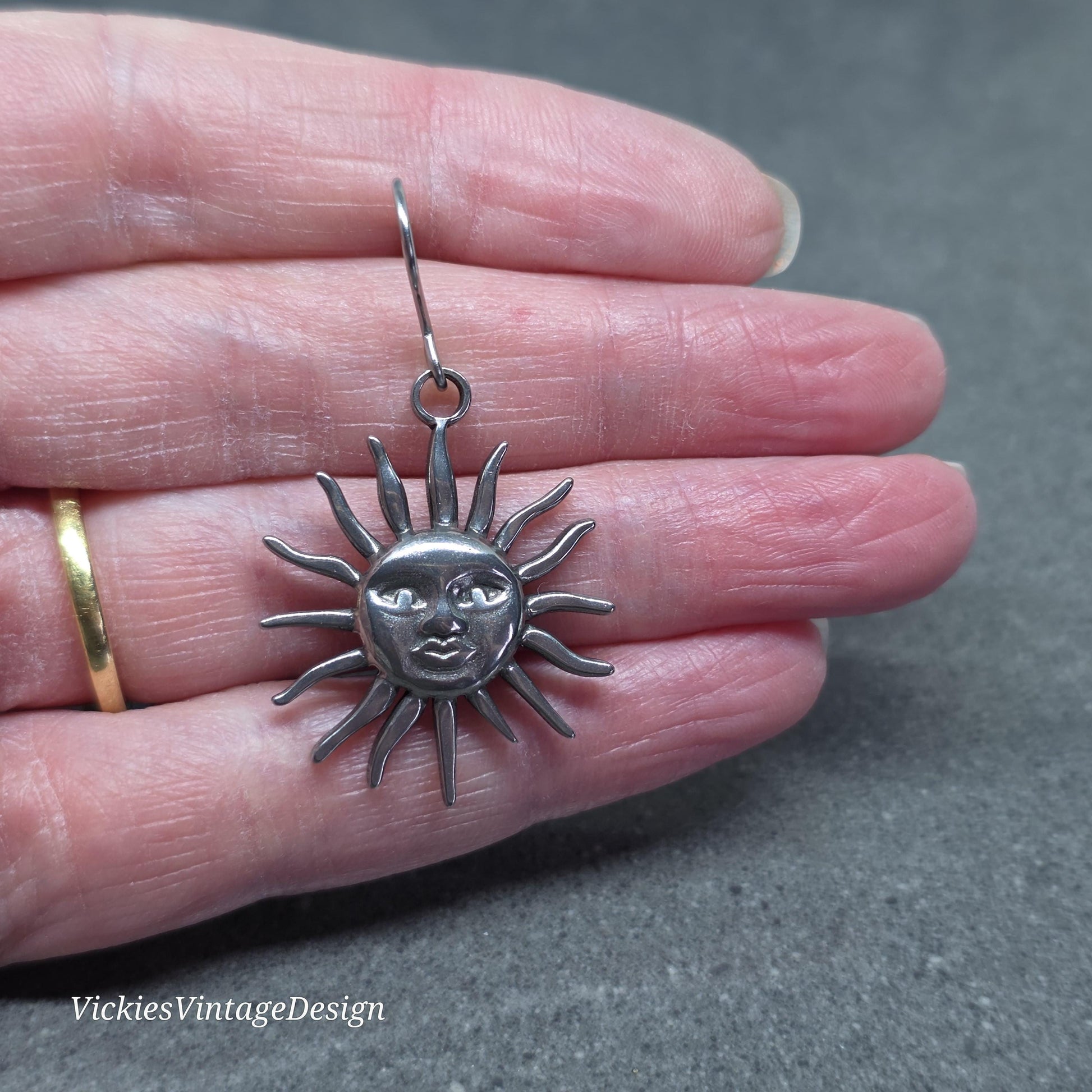 Sun Earrings, Hypoallergenic Ear Wires, Sterling Silver Ear Wires, Celestial Earrings