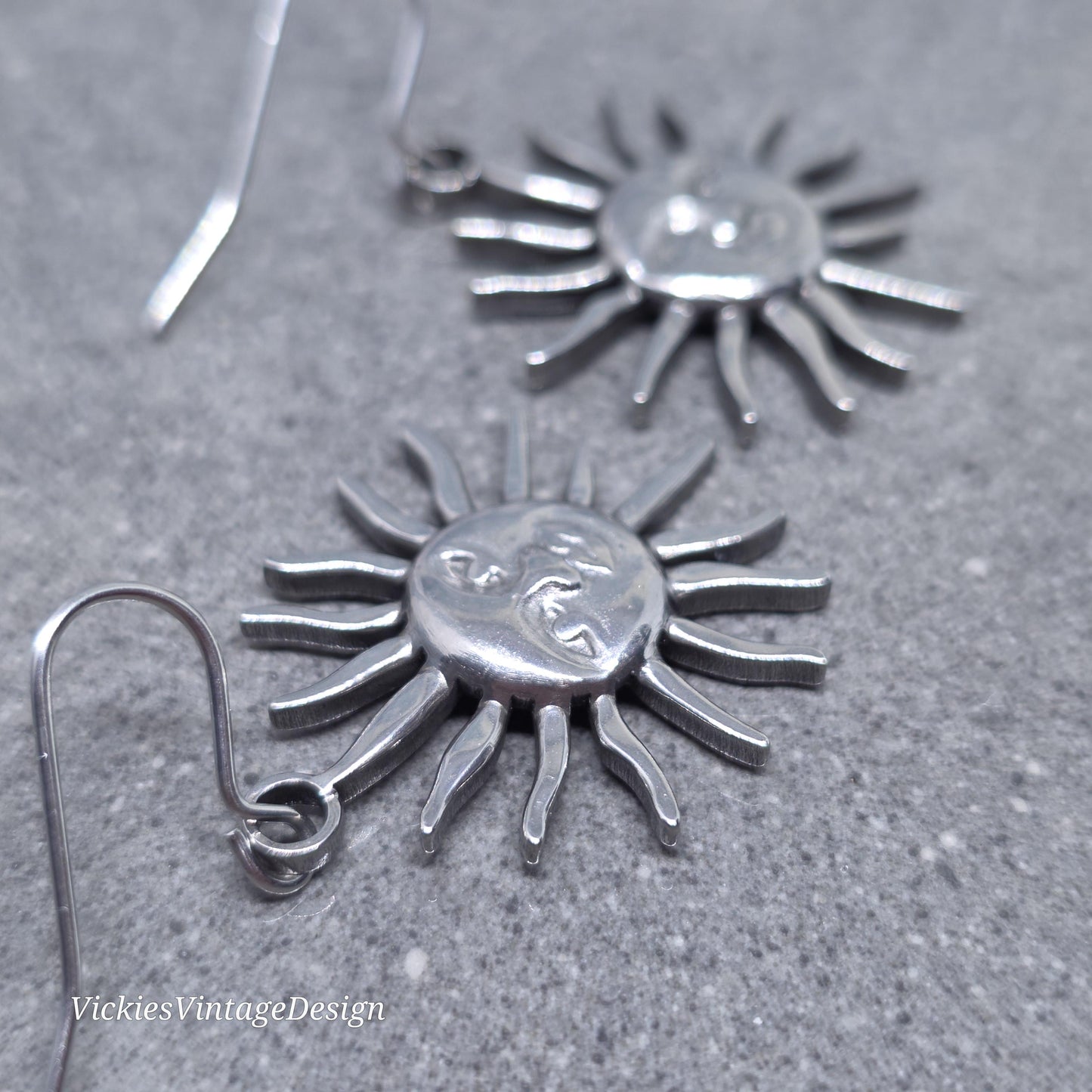 Sun Earrings, Hypoallergenic Ear Wires, Sterling Silver Ear Wires, Celestial Earrings