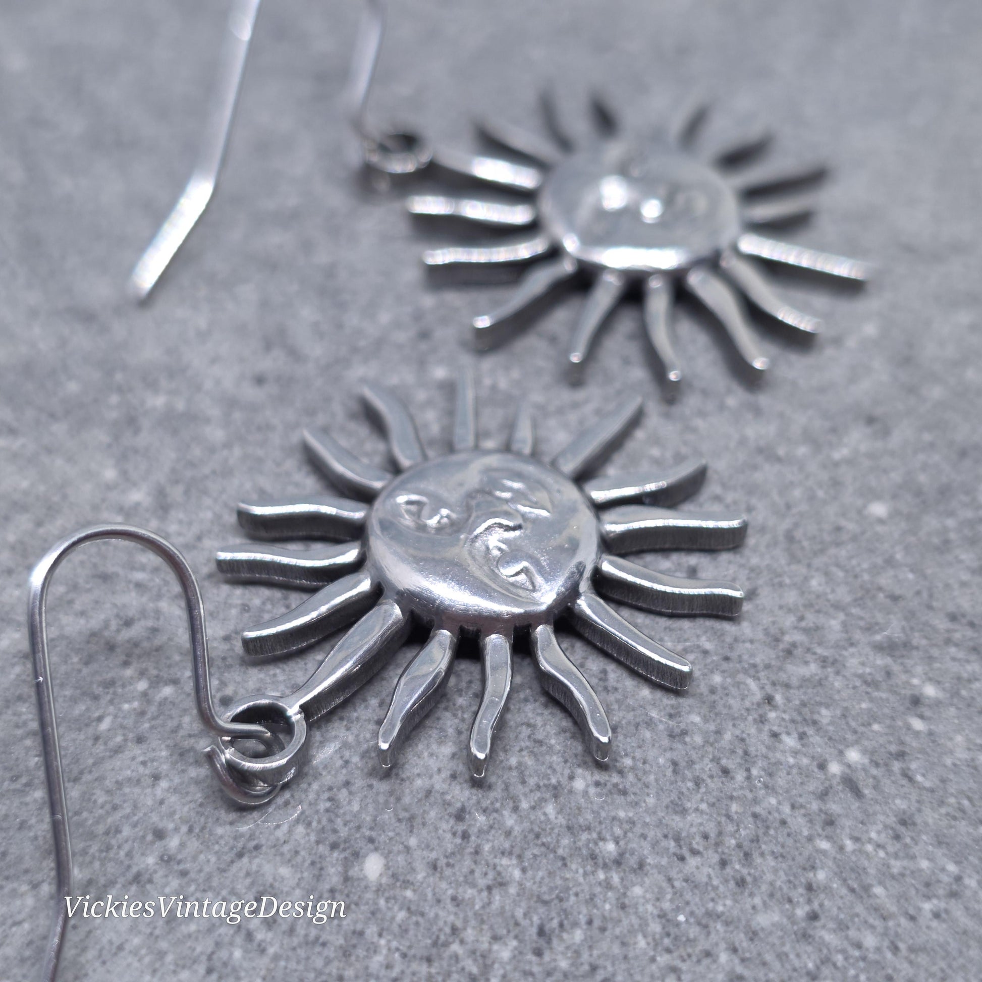 Sun Earrings, Hypoallergenic Ear Wires, Sterling Silver Ear Wires, Celestial Earrings