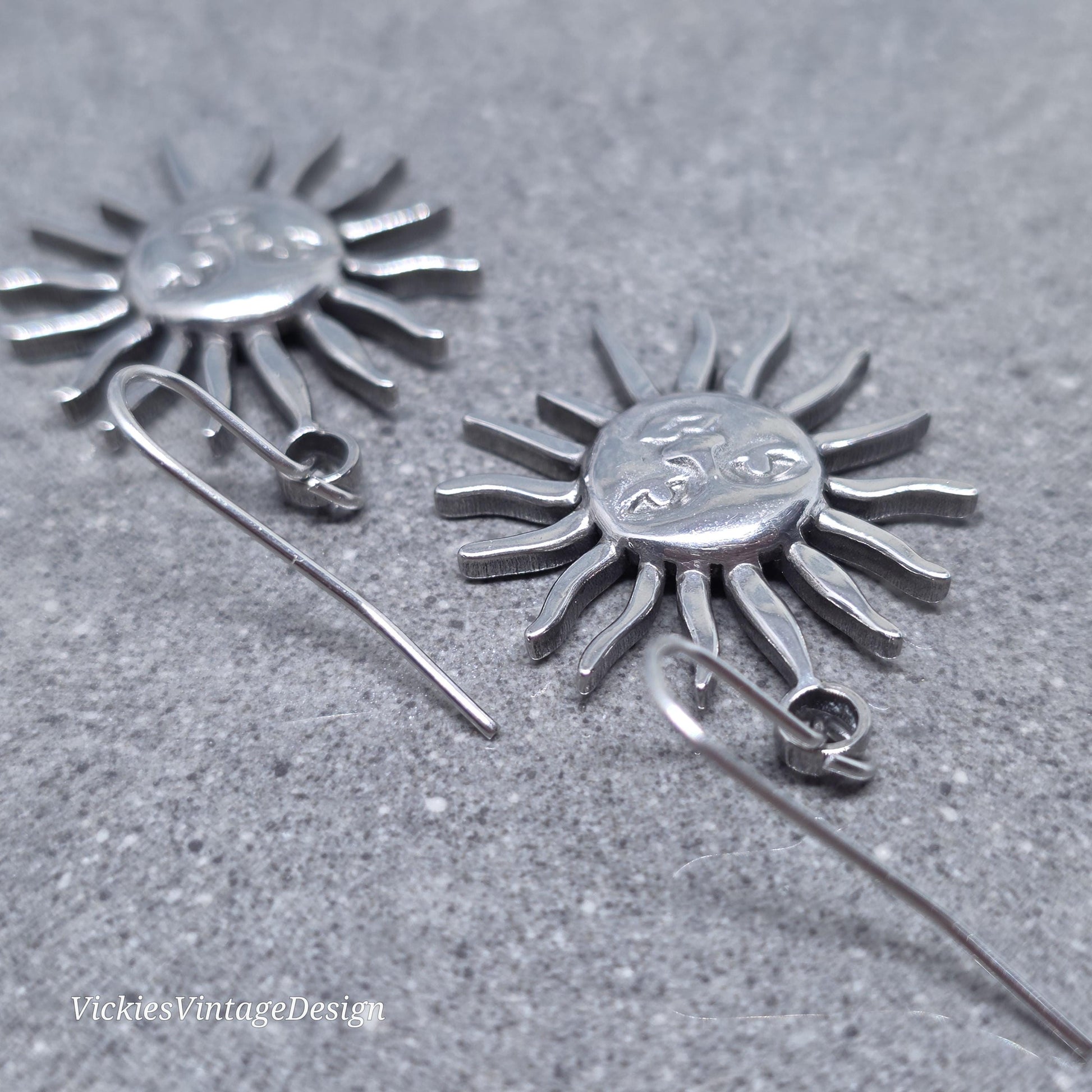 Sun Earrings, Hypoallergenic Ear Wires, Sterling Silver Ear Wires, Celestial Earrings