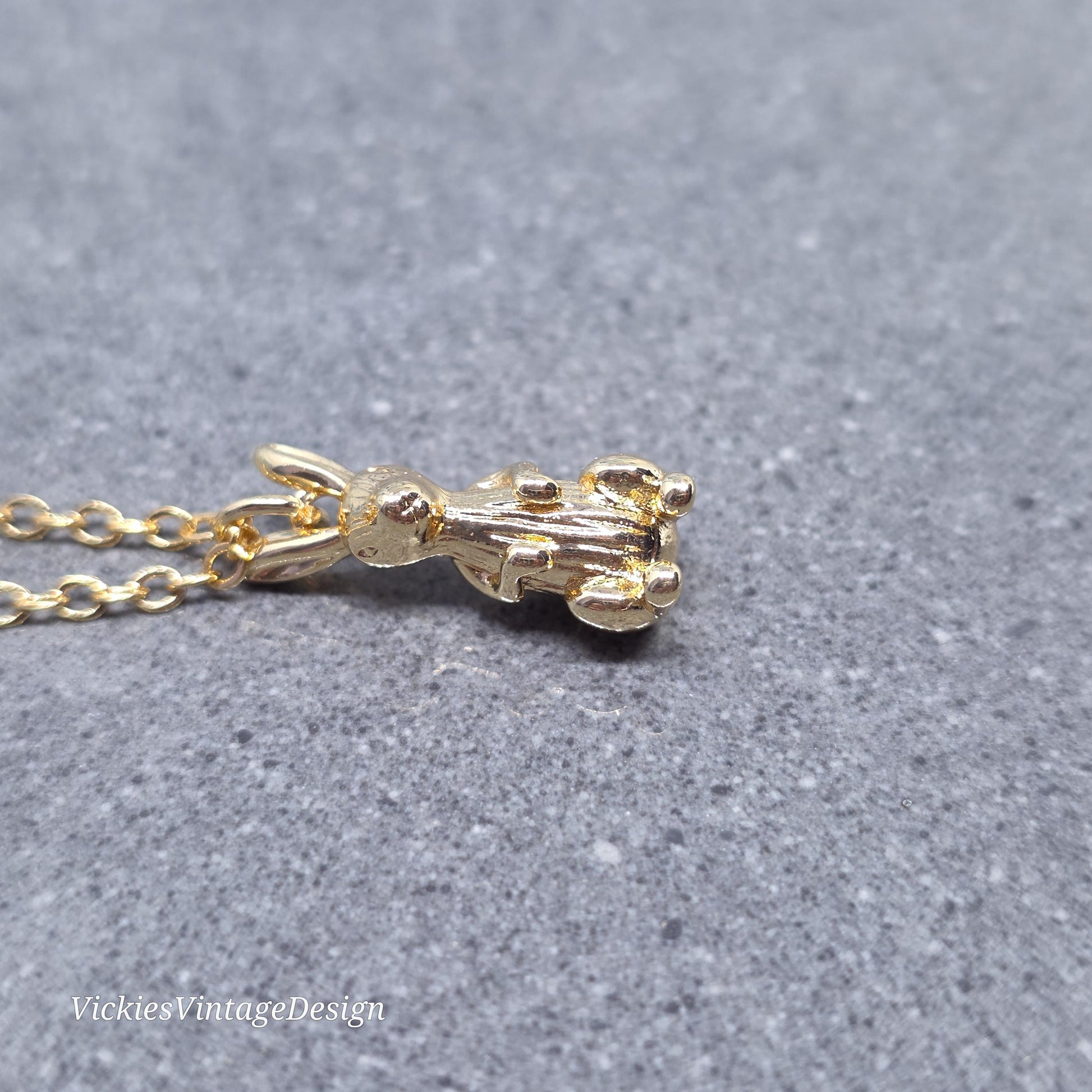 Rabbit Necklace with a Choice of Chain Lengths: Real 18K Gold Plated Brass