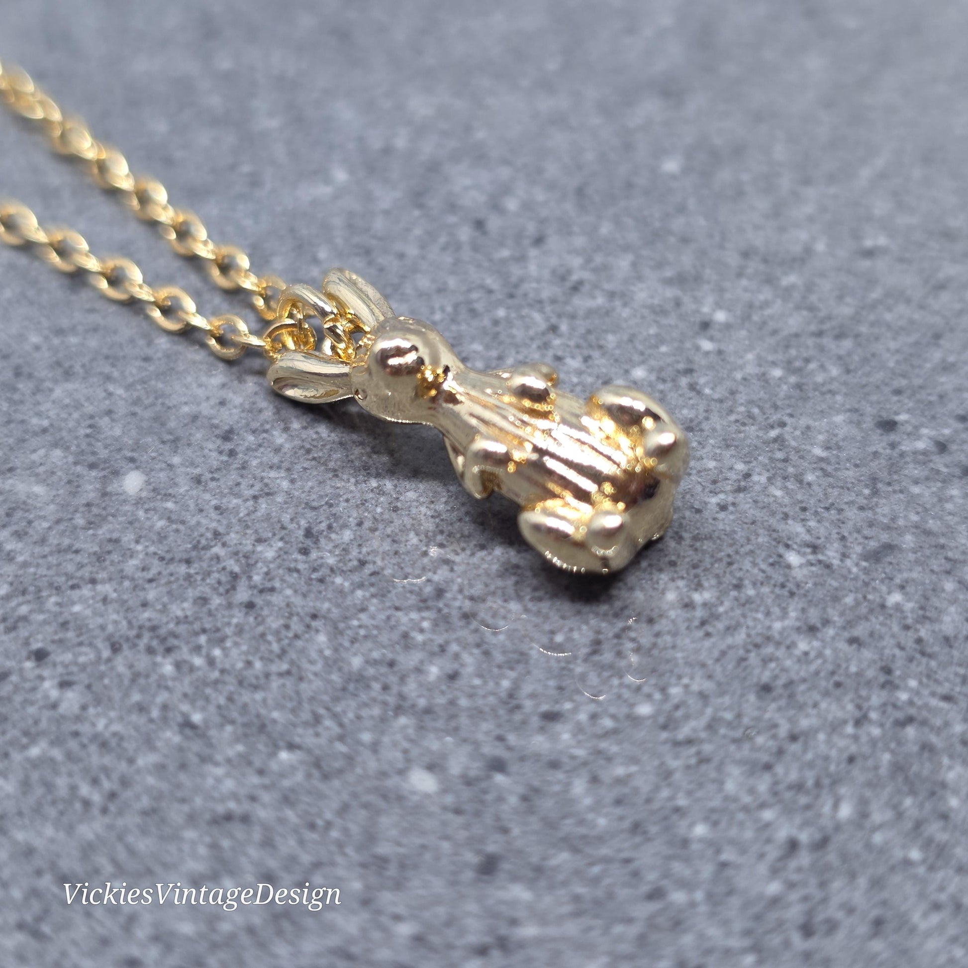 Rabbit Necklace with a Choice of Chain Lengths: Real 18K Gold Plated Brass