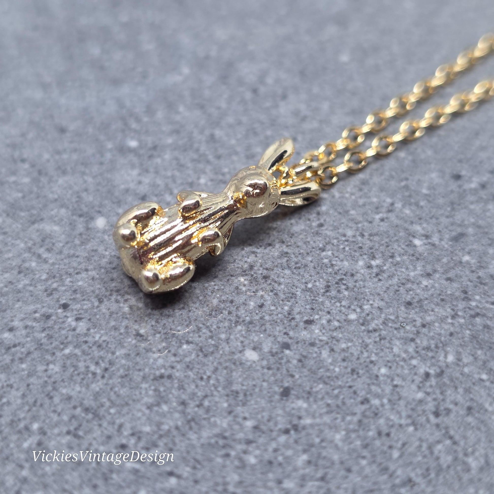 Rabbit Necklace with a Choice of Chain Lengths: Real 18K Gold Plated Brass