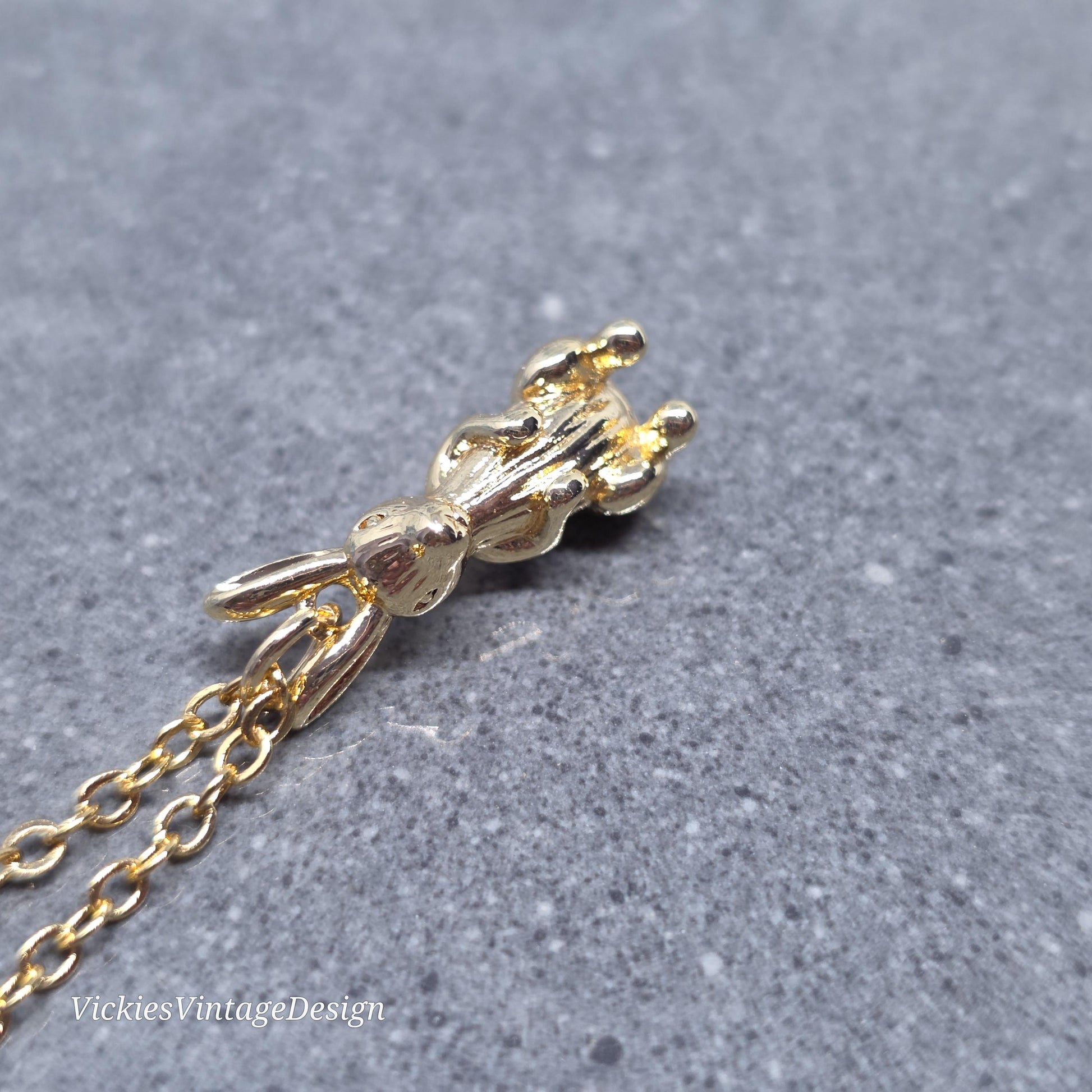 Rabbit Necklace with a Choice of Chain Lengths: Real 18K Gold Plated Brass
