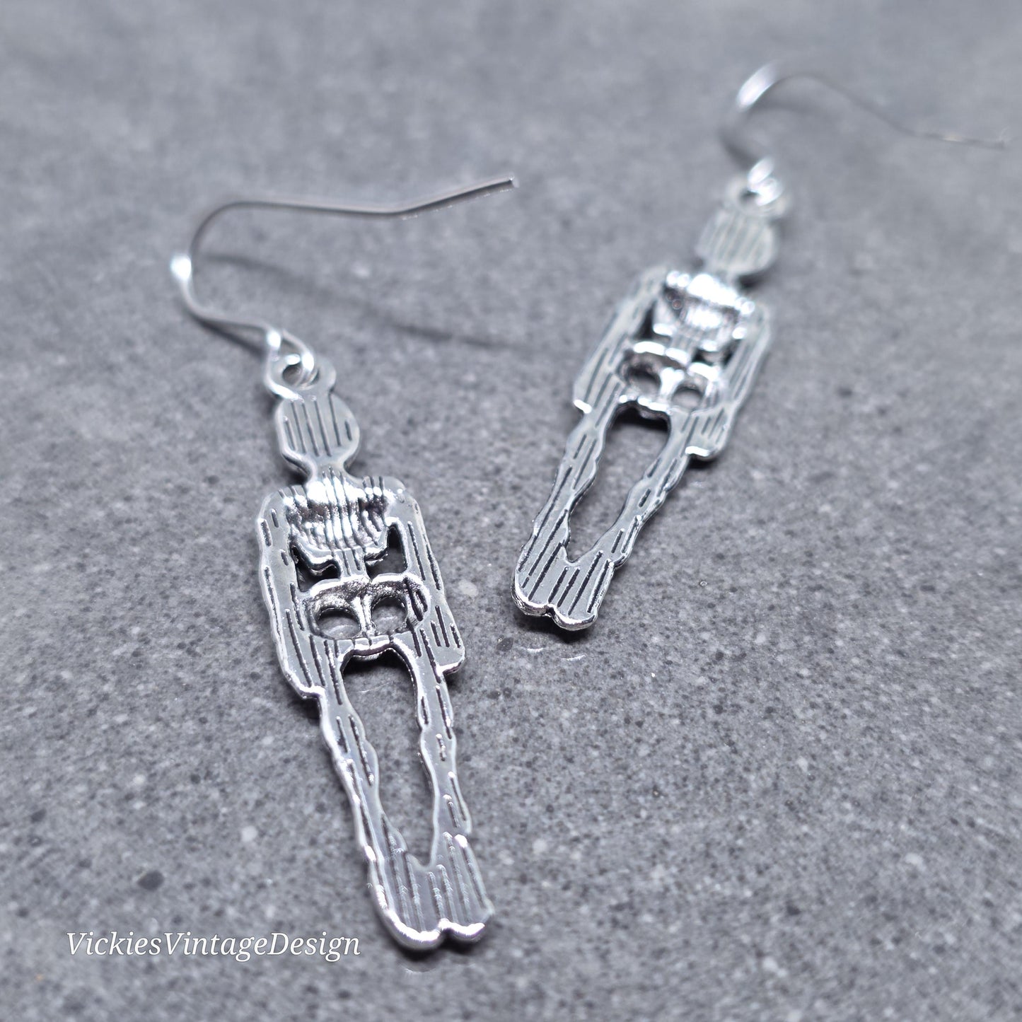 Skeleton Earrings, Hypoallergenic Ear Wires, 925 Sterling Silver Ear Wires, Gothic Jewellery