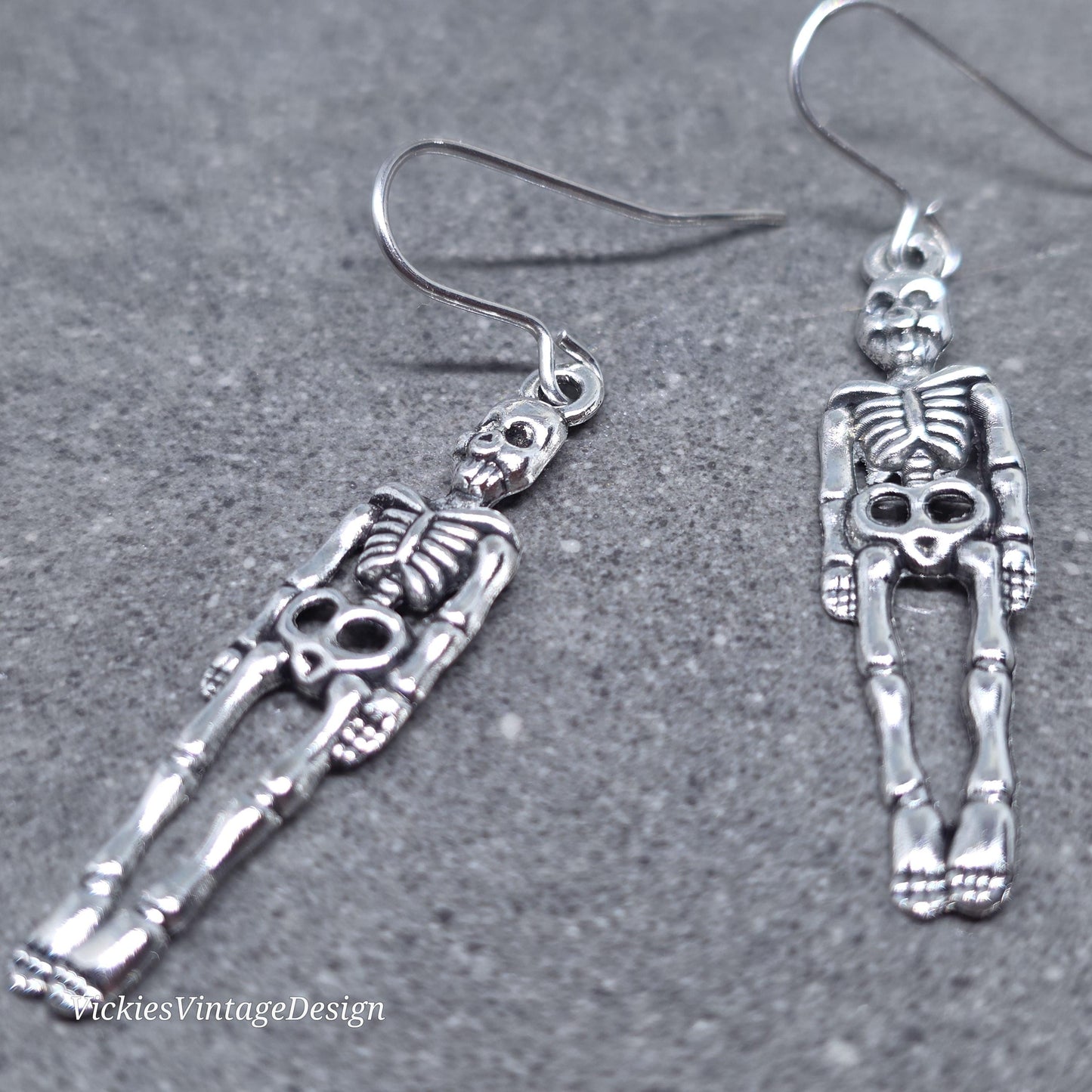 Skeleton Earrings, Hypoallergenic Ear Wires, 925 Sterling Silver Ear Wires, Gothic Jewellery