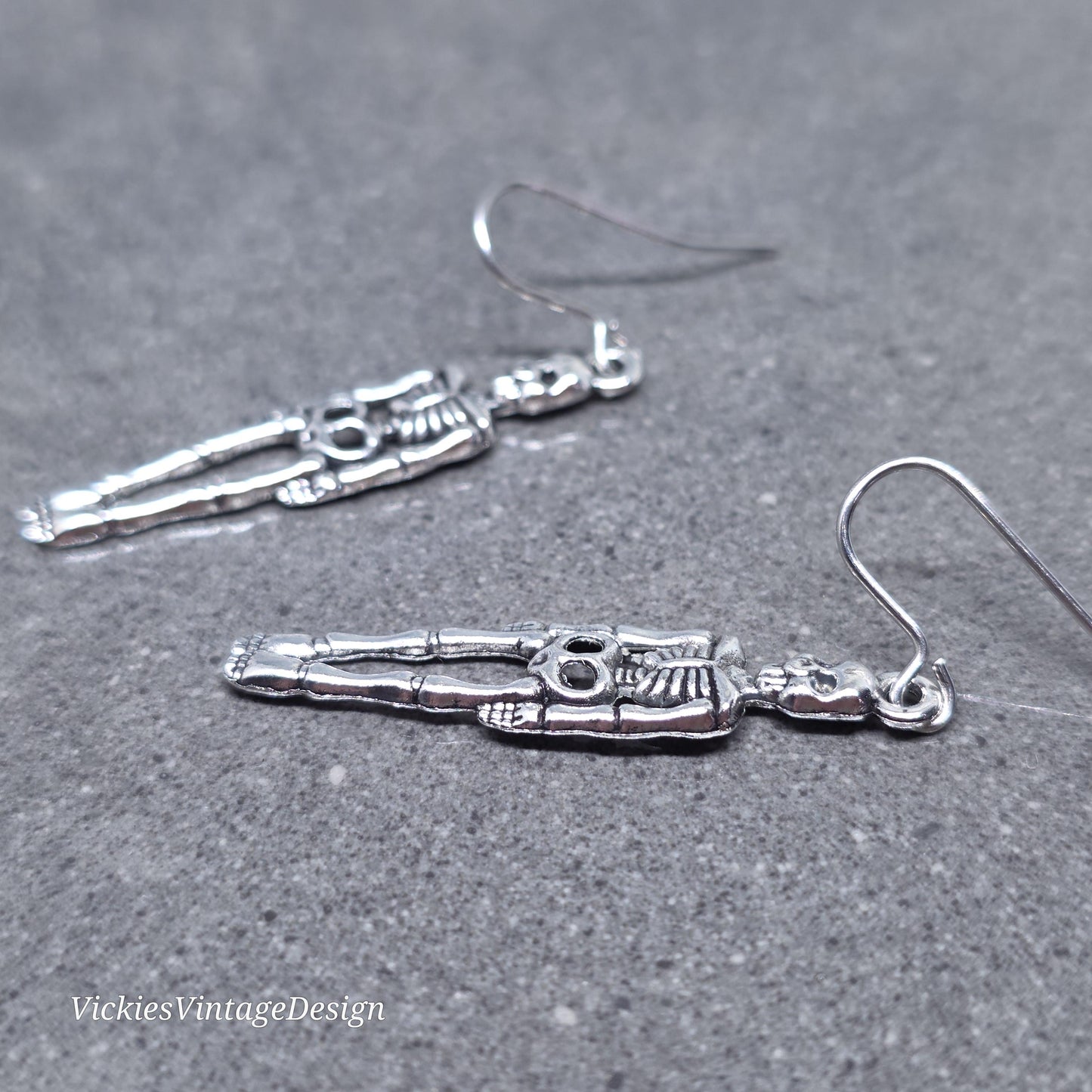 Skeleton Earrings, Hypoallergenic Ear Wires, 925 Sterling Silver Ear Wires, Gothic Jewellery