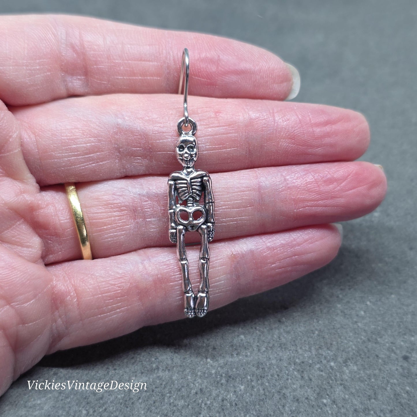 Skeleton Earrings, Hypoallergenic Ear Wires, 925 Sterling Silver Ear Wires, Gothic Jewellery