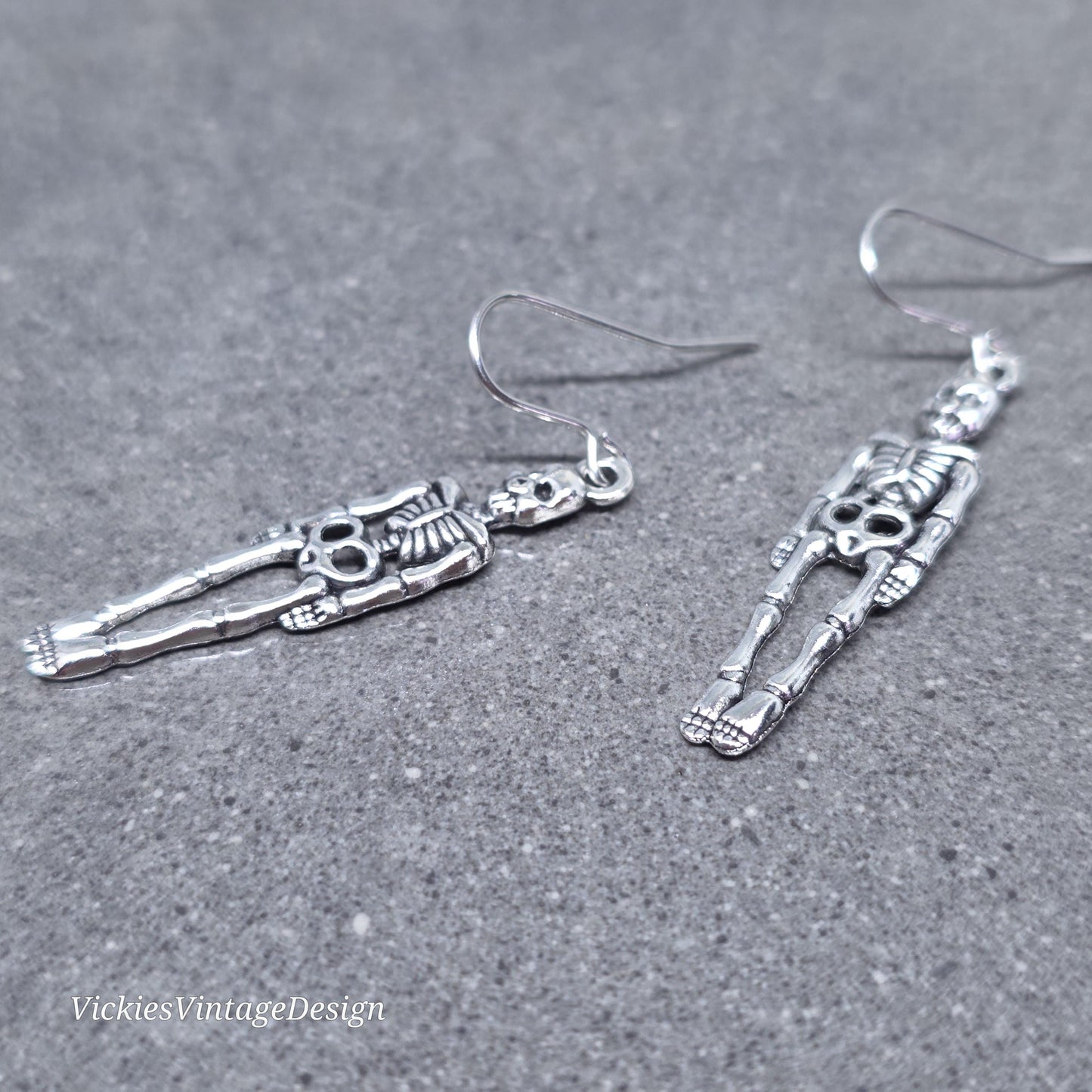 Skeleton Earrings, Hypoallergenic Ear Wires, 925 Sterling Silver Ear Wires, Gothic Jewellery