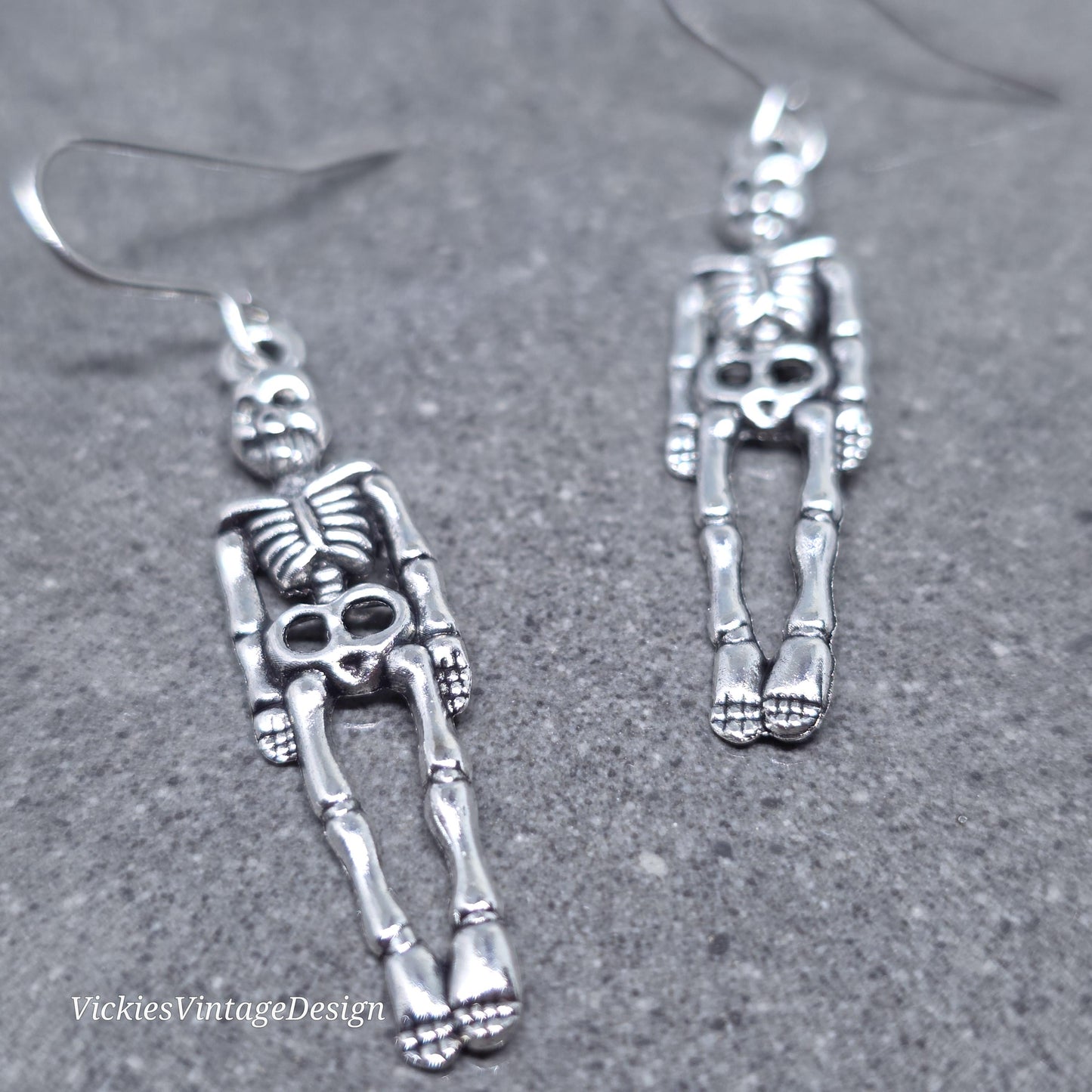 Skeleton Earrings, Hypoallergenic Ear Wires, 925 Sterling Silver Ear Wires, Gothic Jewellery