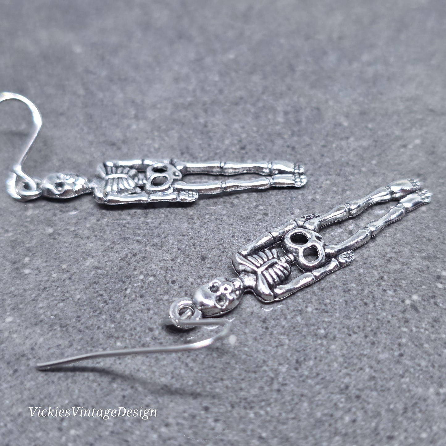 Skeleton Earrings, Hypoallergenic Ear Wires, 925 Sterling Silver Ear Wires, Gothic Jewellery