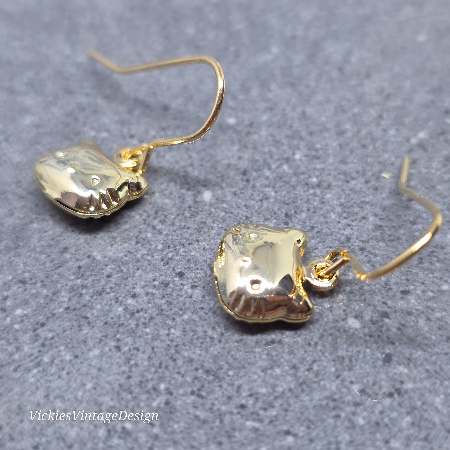 Cat Earrings with a Choice of Earrings Hypoallergenic Ear Wire: Brass 18k Gold Plated