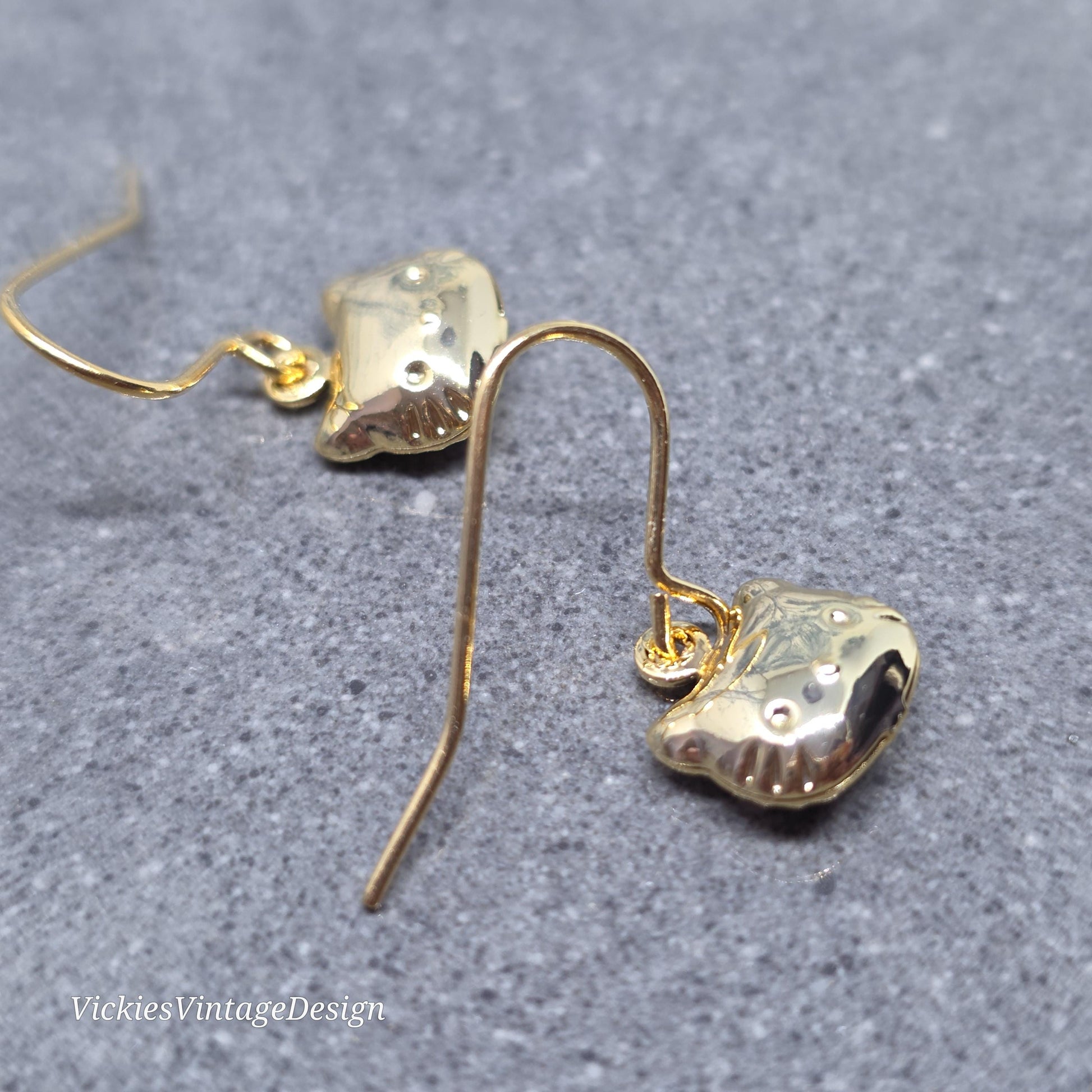 Cat Earrings with a Choice of Earrings Hypoallergenic Ear Wire: Brass 18k Gold Plated