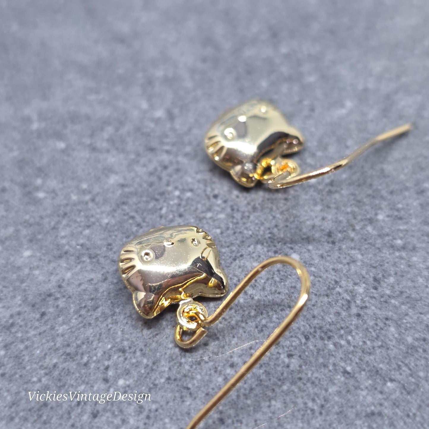 Cat Earrings with a Choice of Earrings Hypoallergenic Ear Wire: Brass 18k Gold Plated