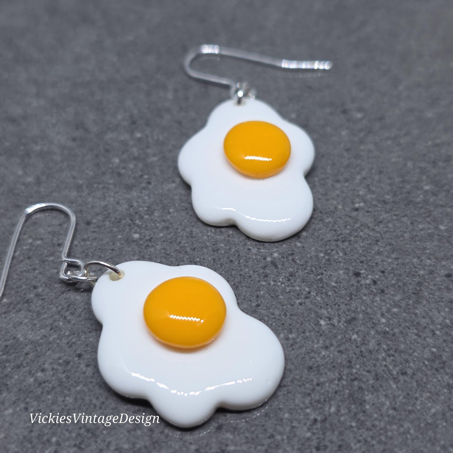 Fried Egg Earrings with a choice of Ear Wires: Resin Made Jewelry
