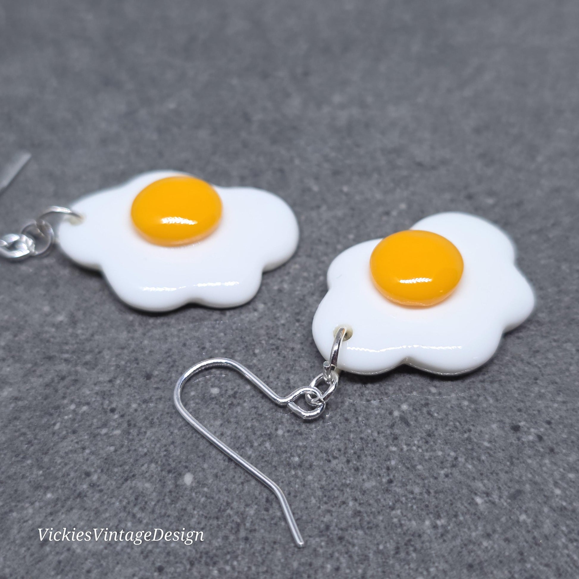 Fried Egg Earrings with a choice of Ear Wires: Resin Made Jewelry