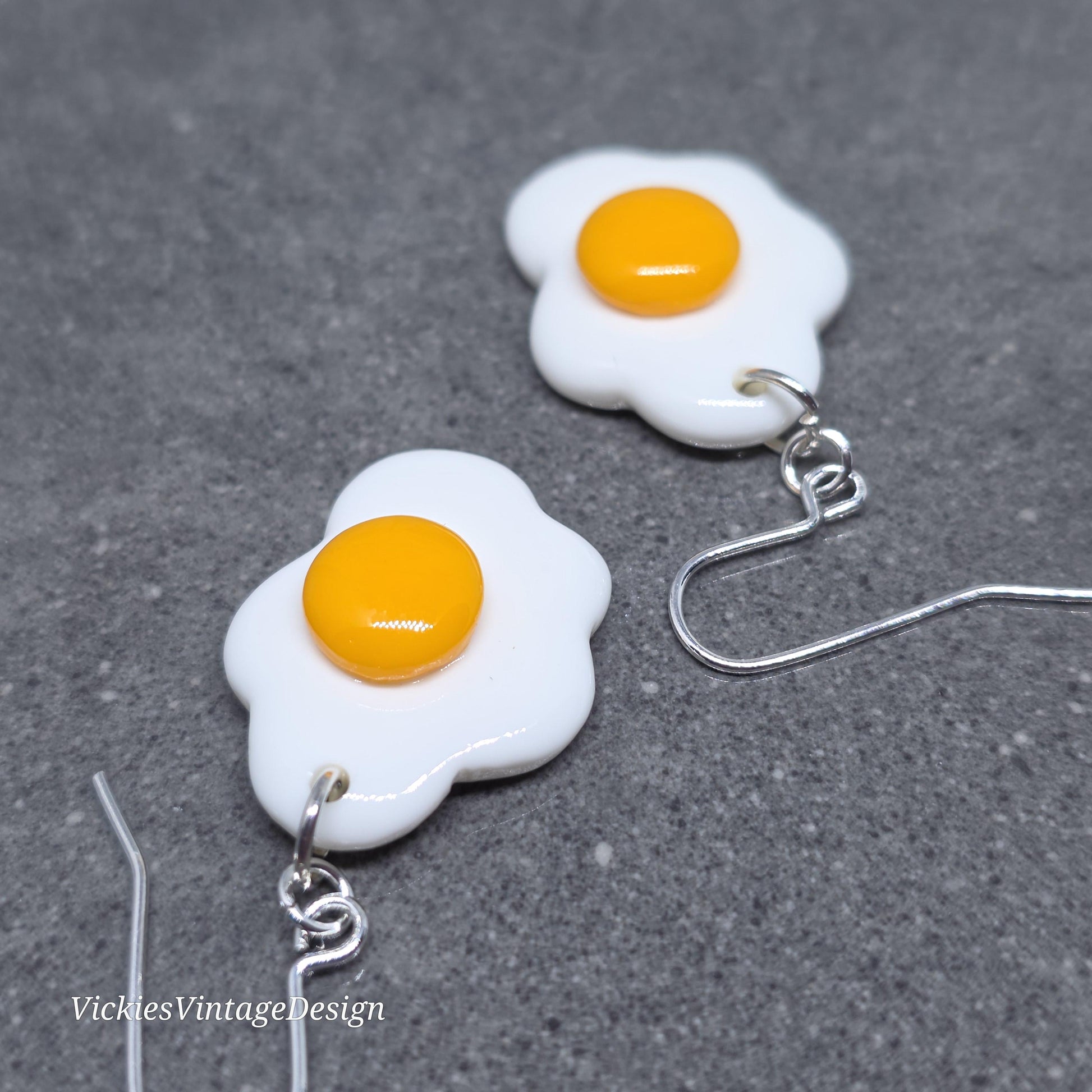 Fried Egg Earrings with a choice of Ear Wires: Resin Made Jewelry