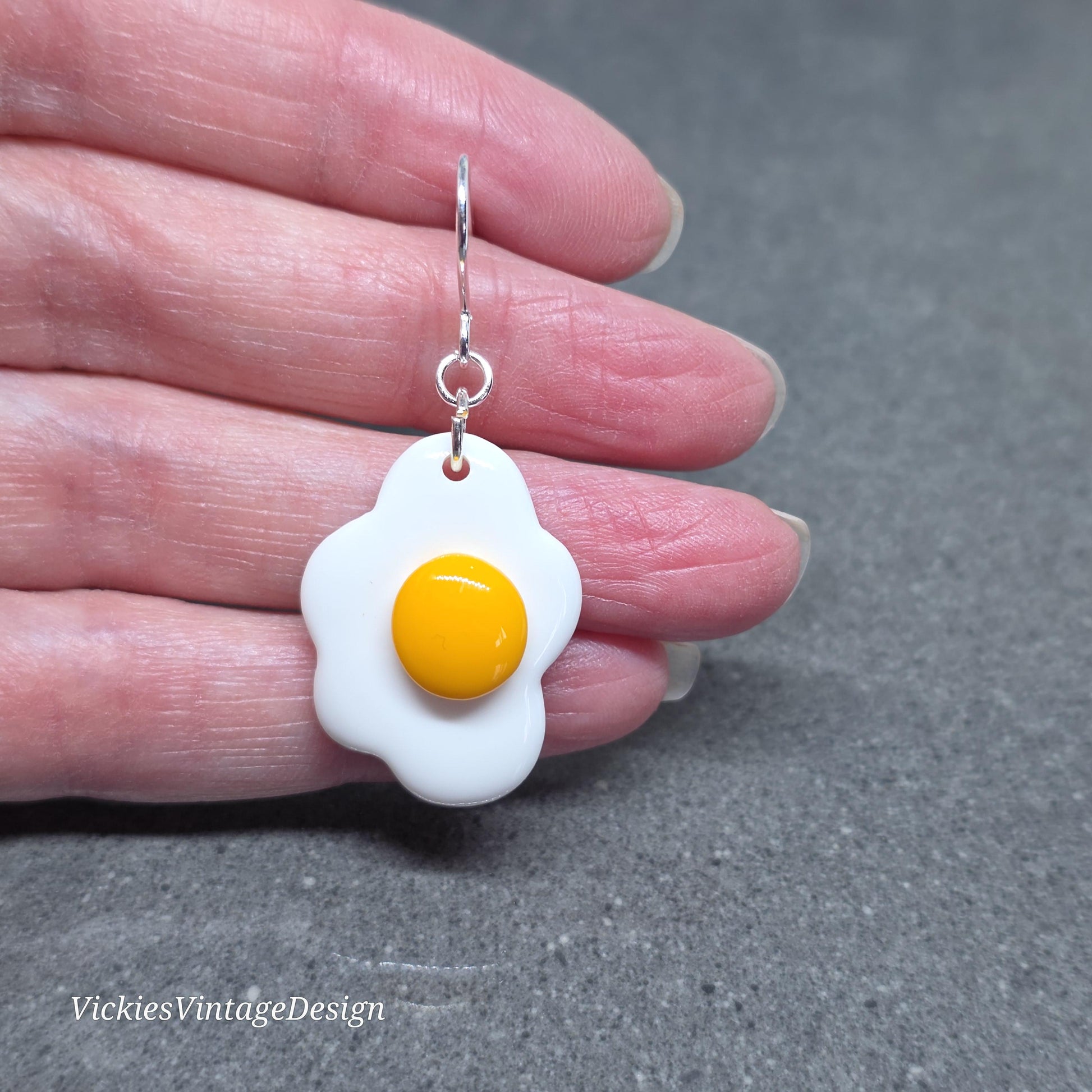 Fried Egg Earrings with a choice of Ear Wires: Resin Made Jewelry