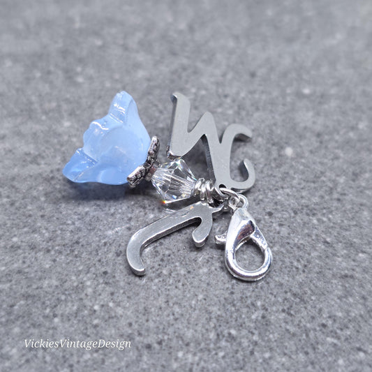 Something Blue Bridal Charm: Glass Flower, PRIMERO Crystals®, with or without Personalisation