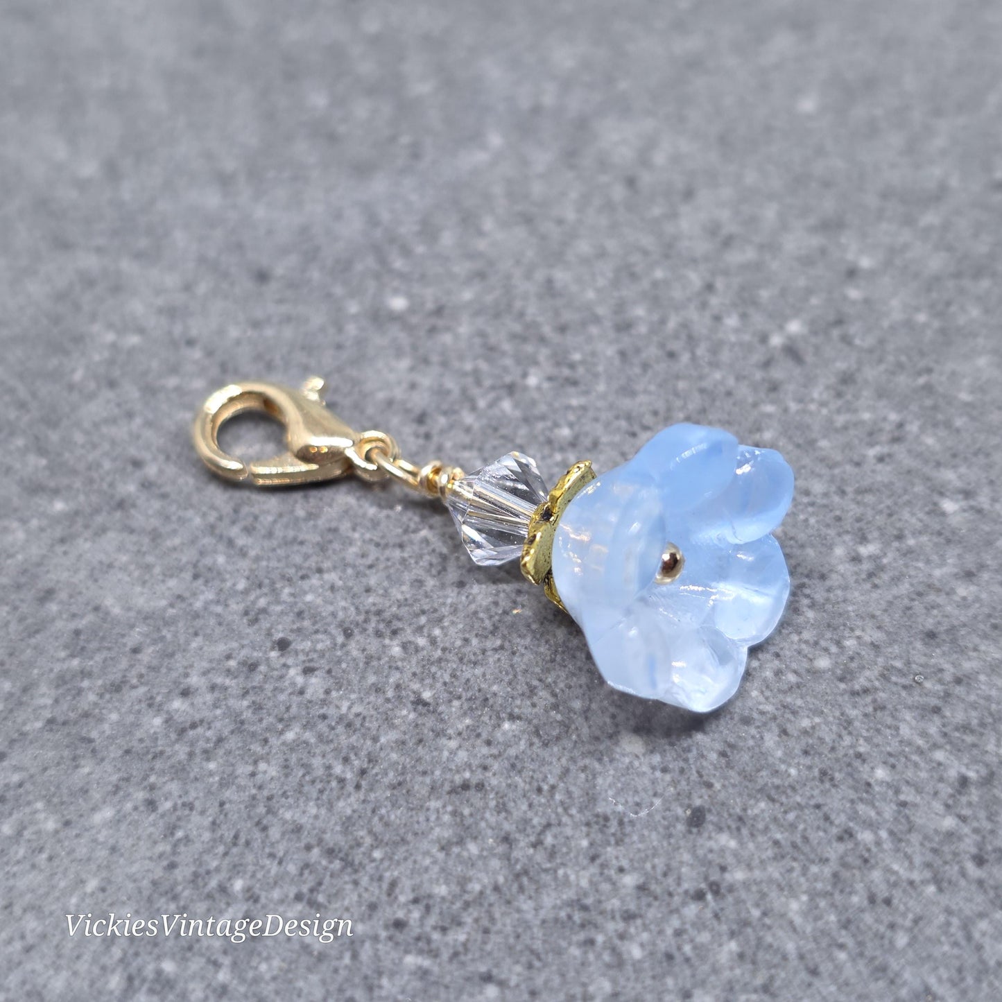 Something Blue Bridal Charm: Glass Flower, PRIMERO Crystals®, with or without Personalisation