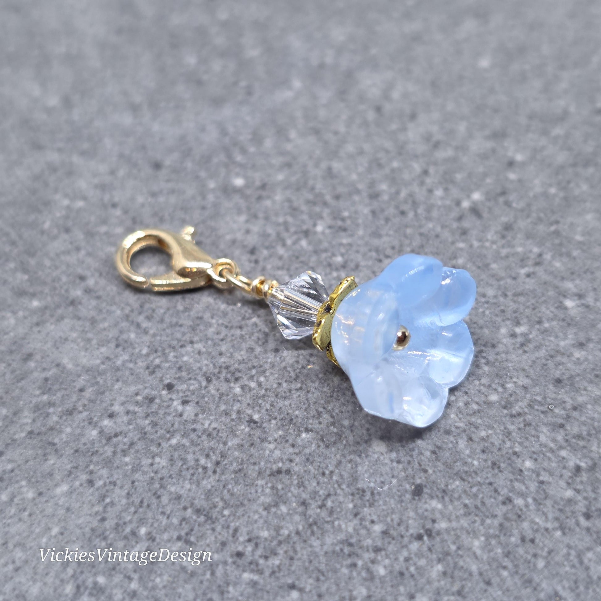 Something Blue Bridal Charm: Glass Flower, PRIMERO Crystals®, with or without Personalisation