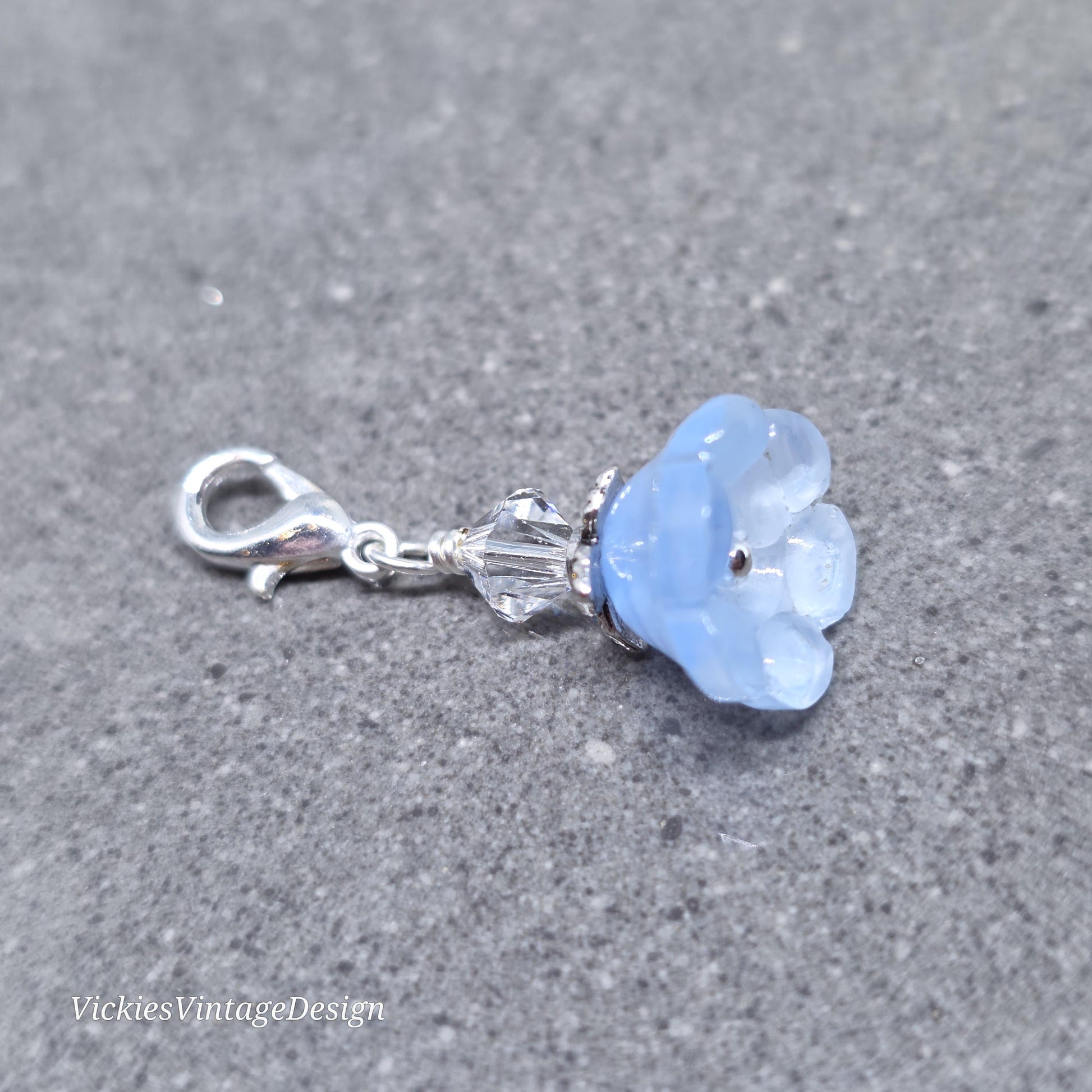 Something Blue Bridal Charm: Glass Flower, PRIMERO Crystals®, with or without Personalisation
