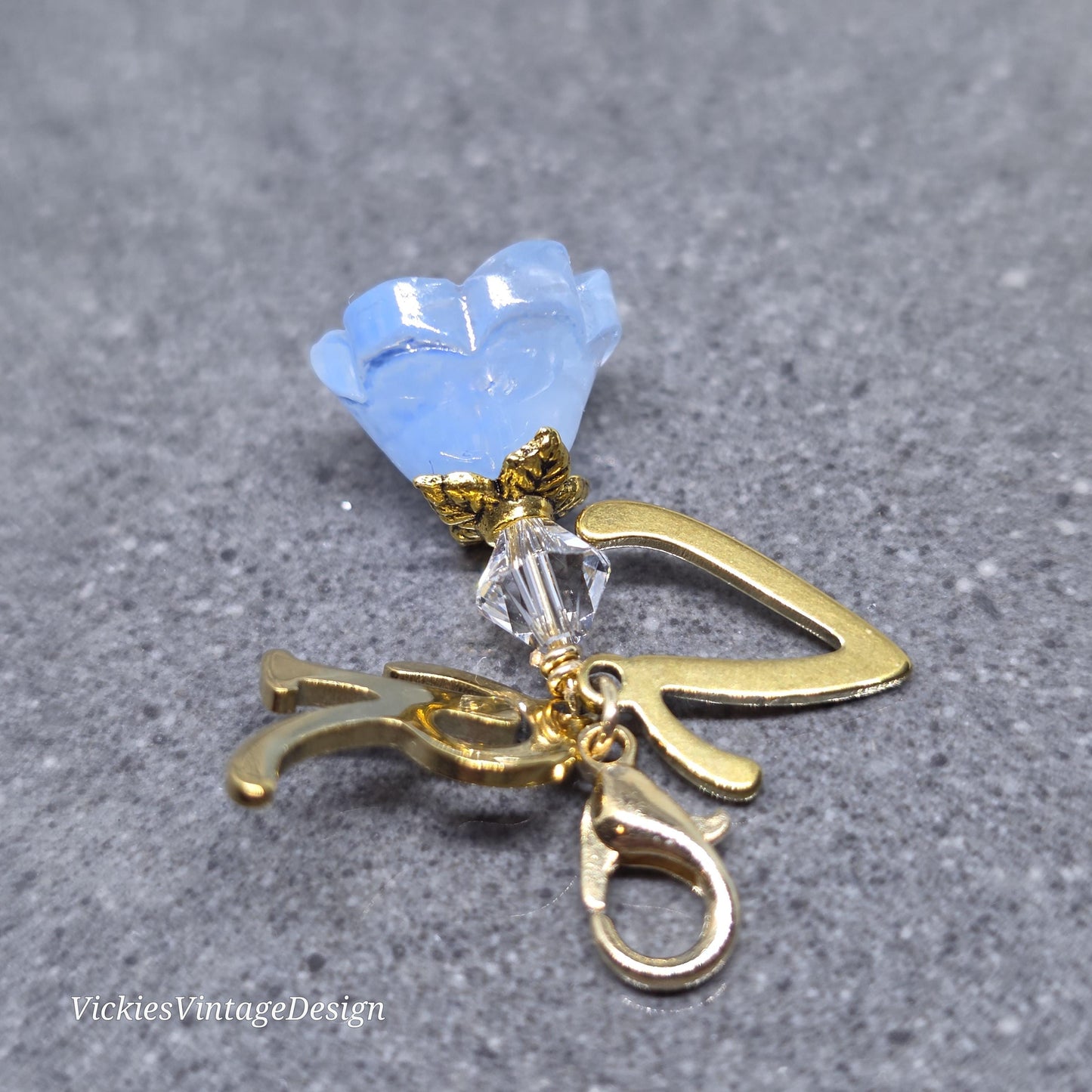 Something Blue Bridal Charm: Glass Flower, PRIMERO Crystals®, with or without Personalisation