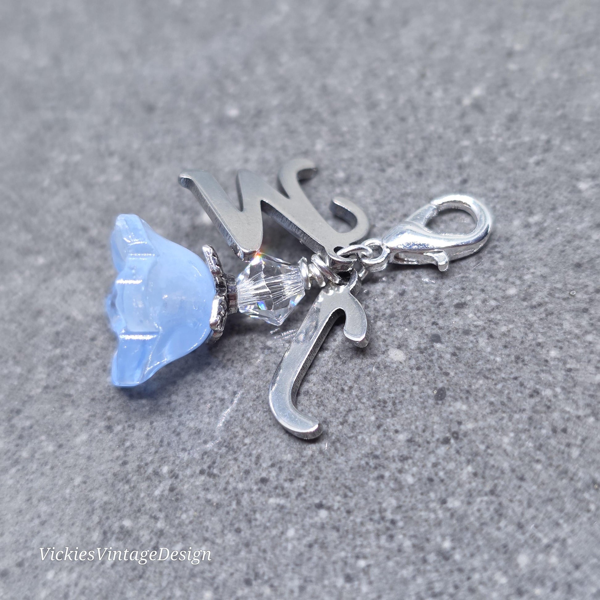 Something Blue Bridal Charm: Glass Flower, PRIMERO Crystals®, with or without Personalisation