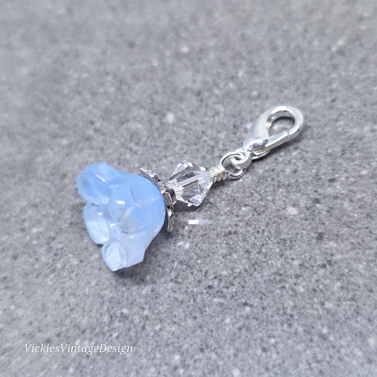 Something Blue Bridal Charm: Glass Flower, PRIMERO Crystals®, with or without Personalisation
