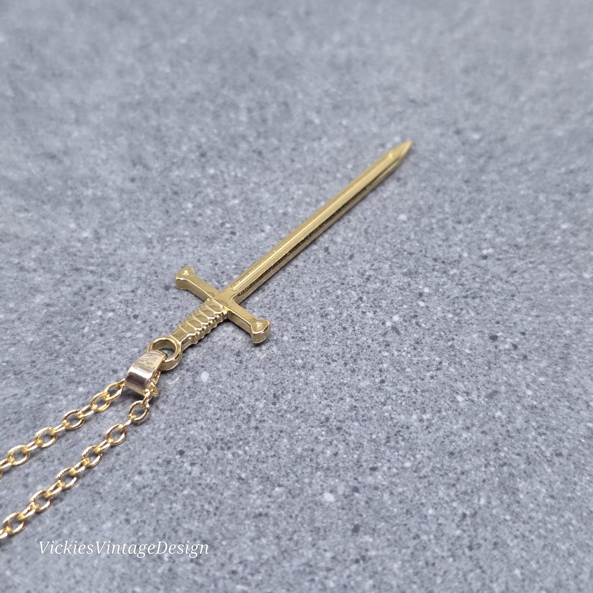 Sword Necklace, Miniature Sword, Choice of Chain Lengths, Real 18K Gold Plated