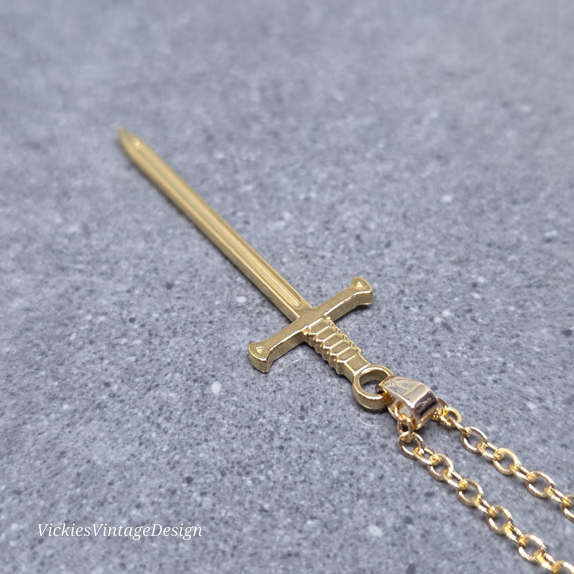 Sword Necklace, Miniature Sword, Choice of Chain Lengths, Real 18K Gold Plated