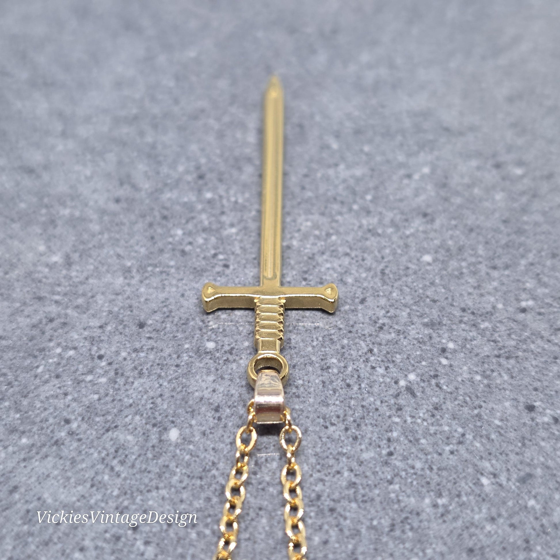 Sword Necklace, Miniature Sword, Choice of Chain Lengths, Real 18K Gold Plated