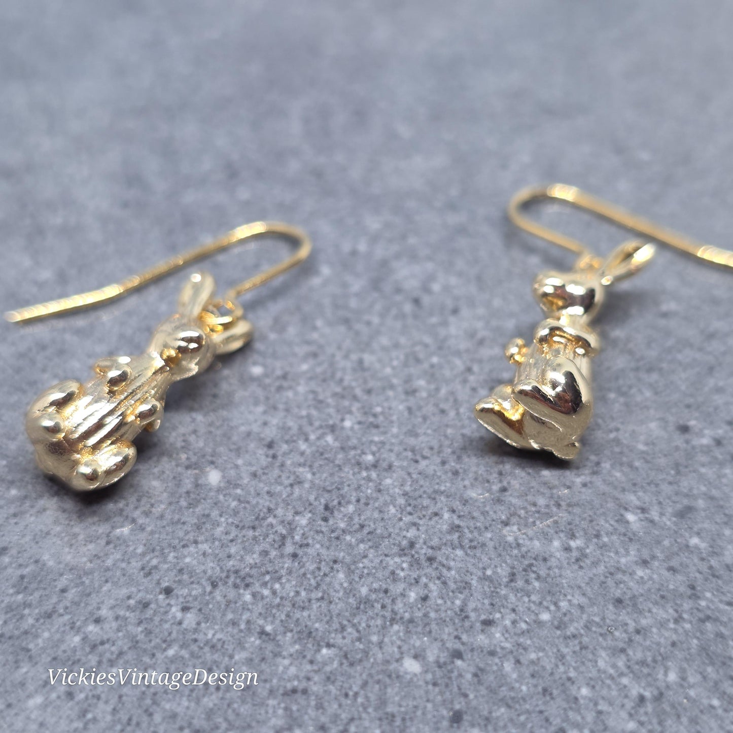 Rabbit Earrings with a Choice of Ear Wires: Real 18K Gold Plated Brass