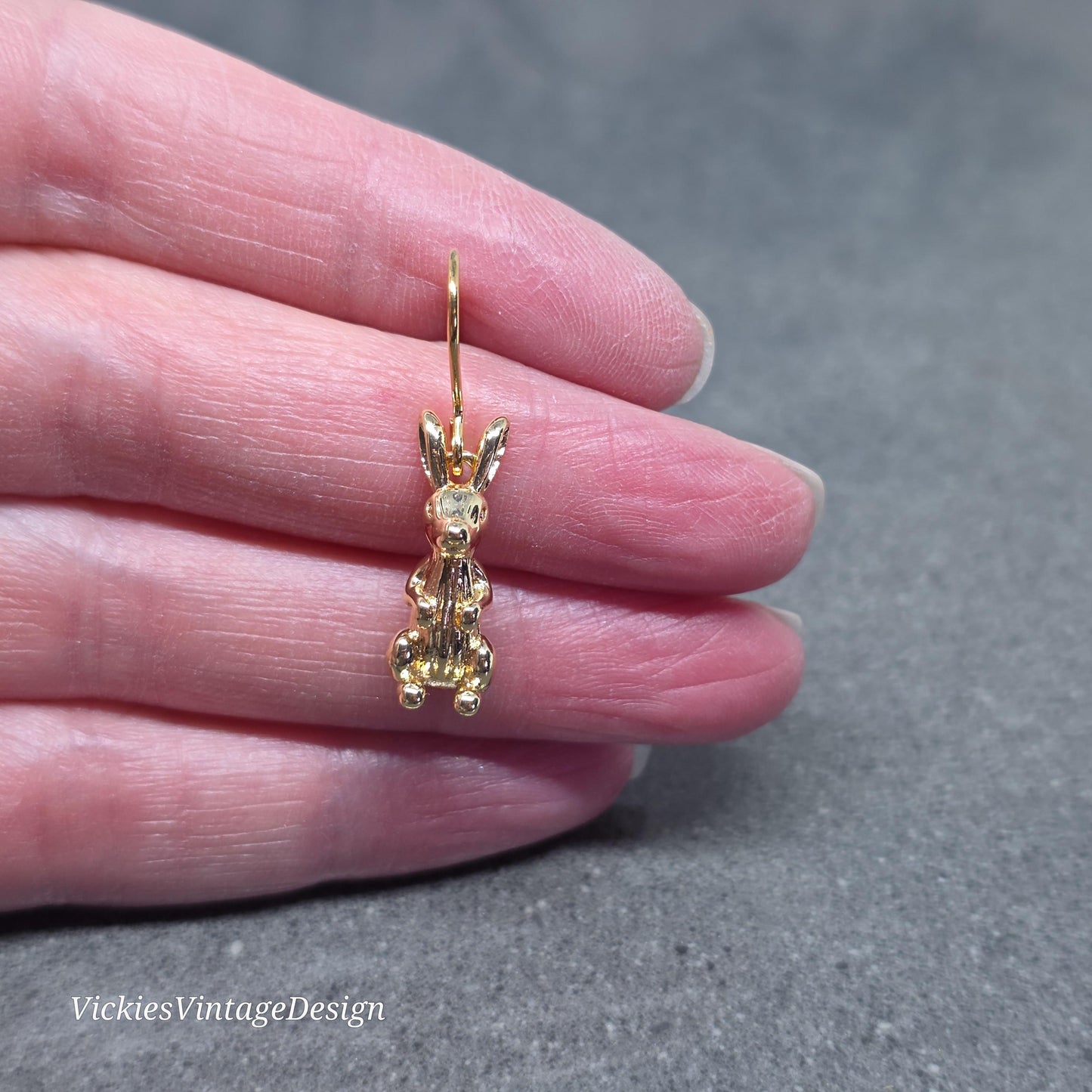 Rabbit Earrings with a Choice of Ear Wires: Real 18K Gold Plated Brass