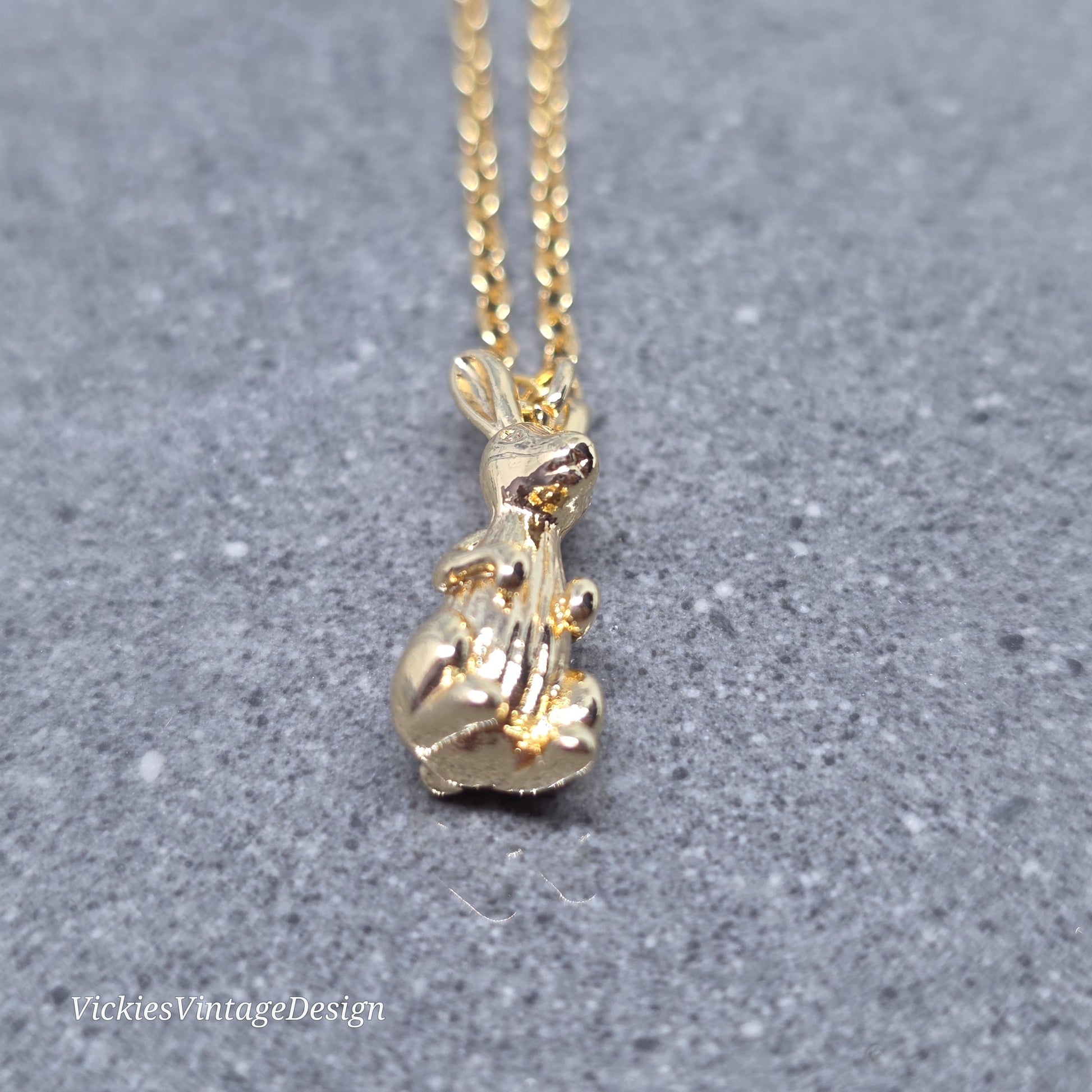 Rabbit Necklace with a Choice of Chain Lengths: Real 18K Gold Plated Brass