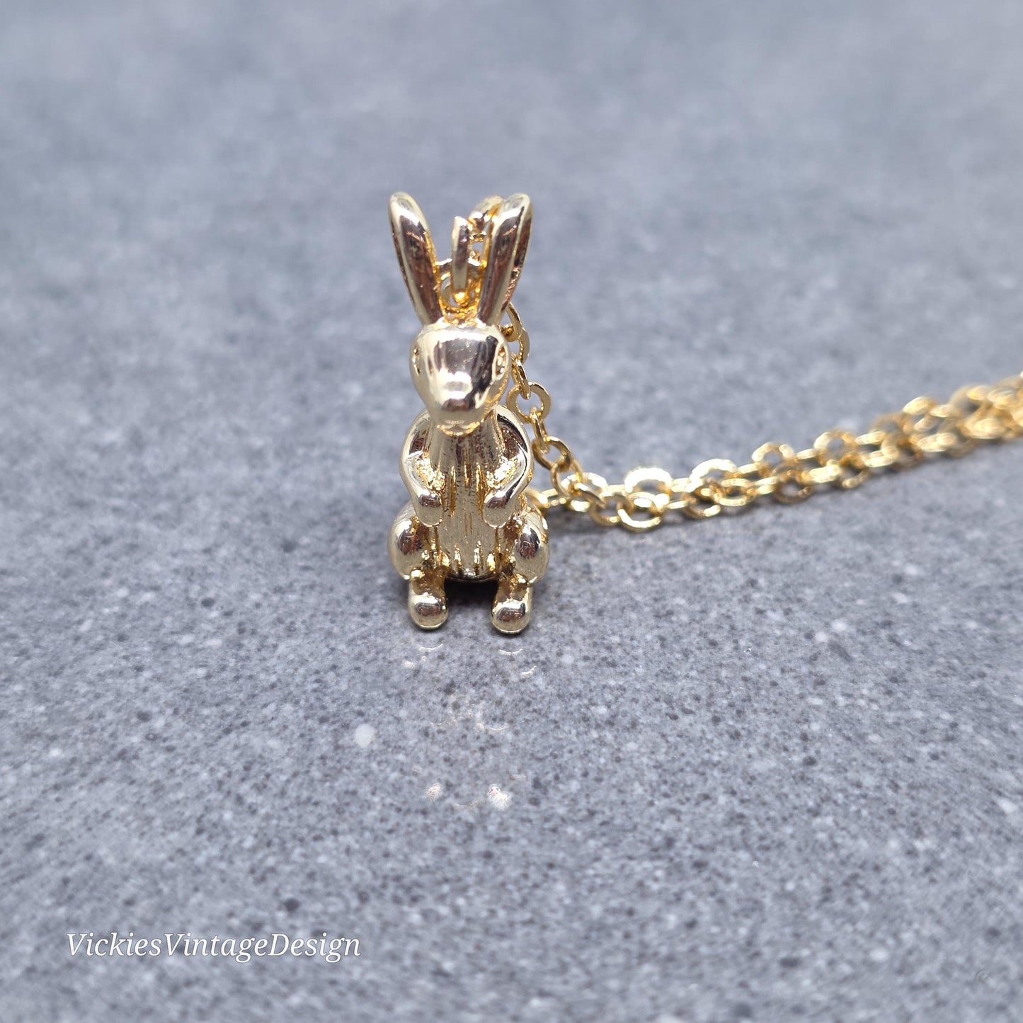 Rabbit Necklace with a Choice of Chain Lengths: Real 18K Gold Plated Brass