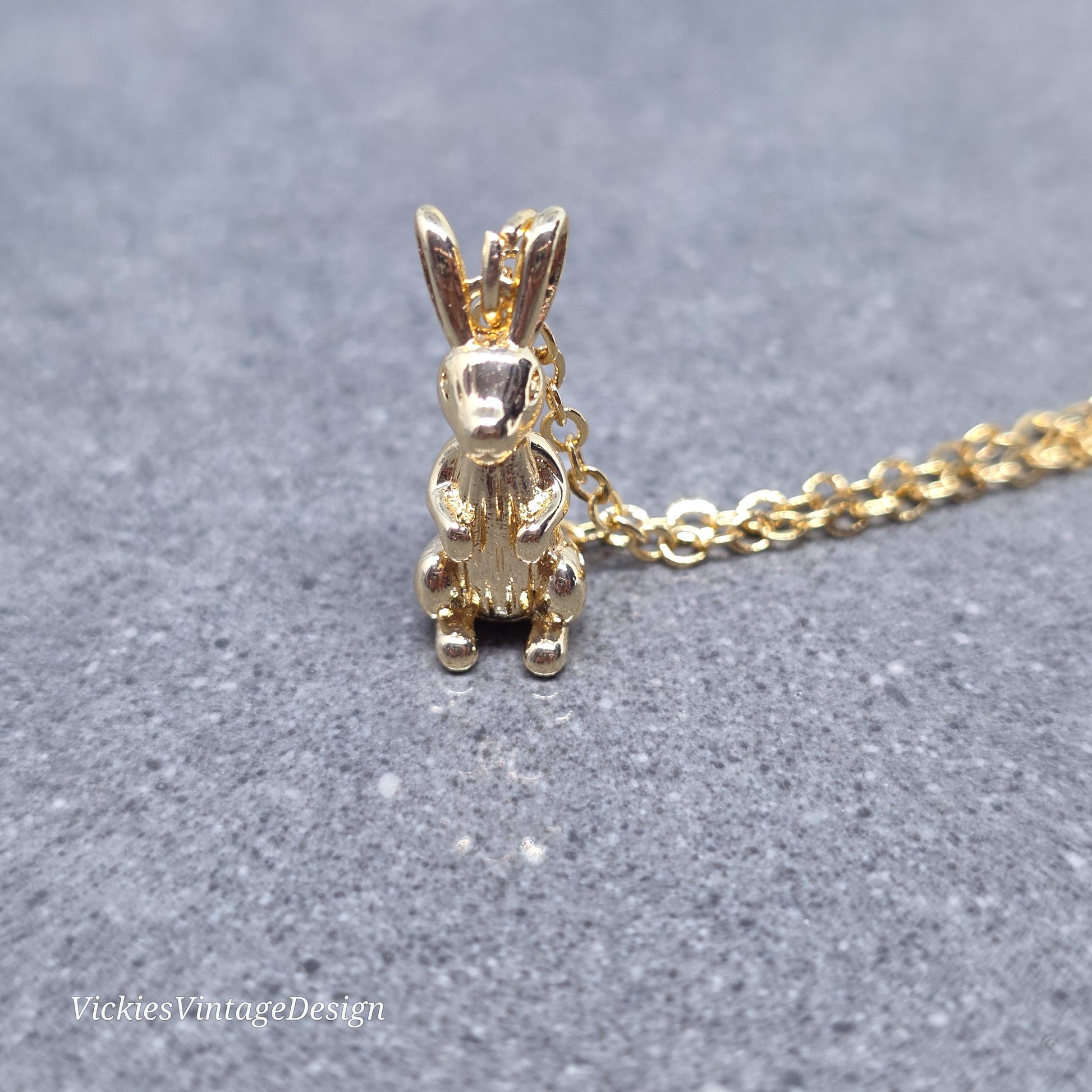 Rabbit Necklace with a Choice of Chain Lengths: Real 18K Gold Plated Brass