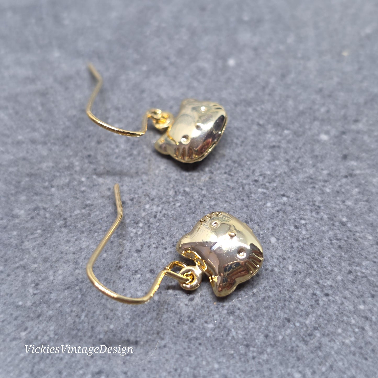 Cat Earrings with a Choice of Earrings Hypoallergenic Ear Wire: Brass 18k Gold Plated
