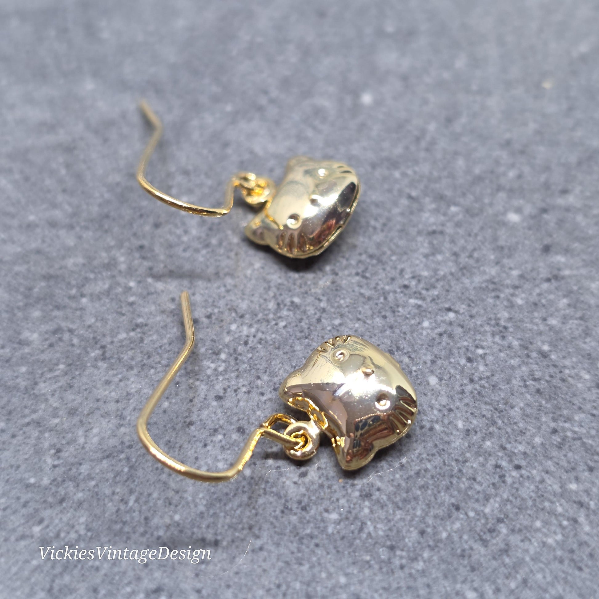 Cat Earrings with a Choice of Earrings Hypoallergenic Ear Wire: Brass 18k Gold Plated