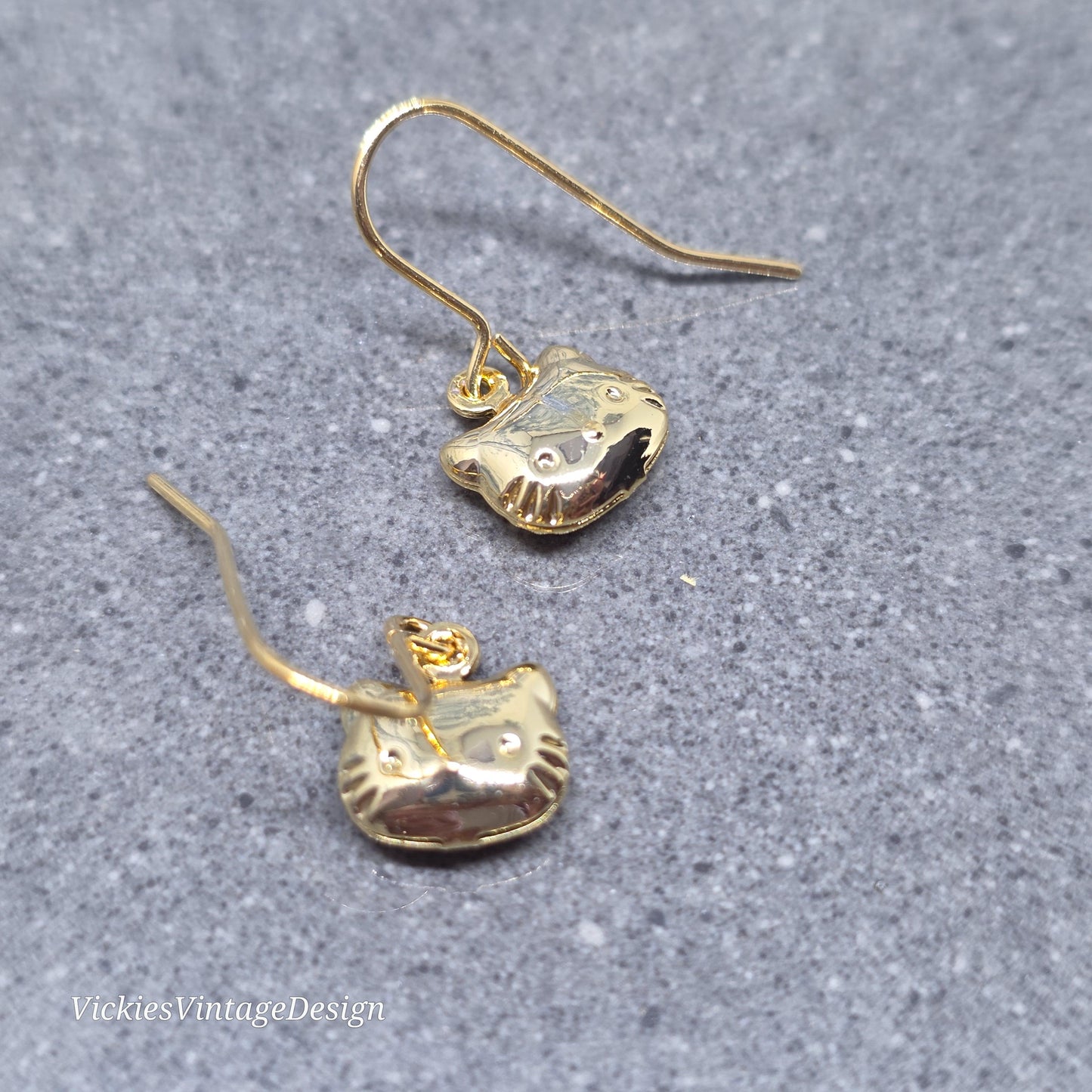 Cat Earrings with a Choice of Earrings Hypoallergenic Ear Wire: Brass 18k Gold Plated
