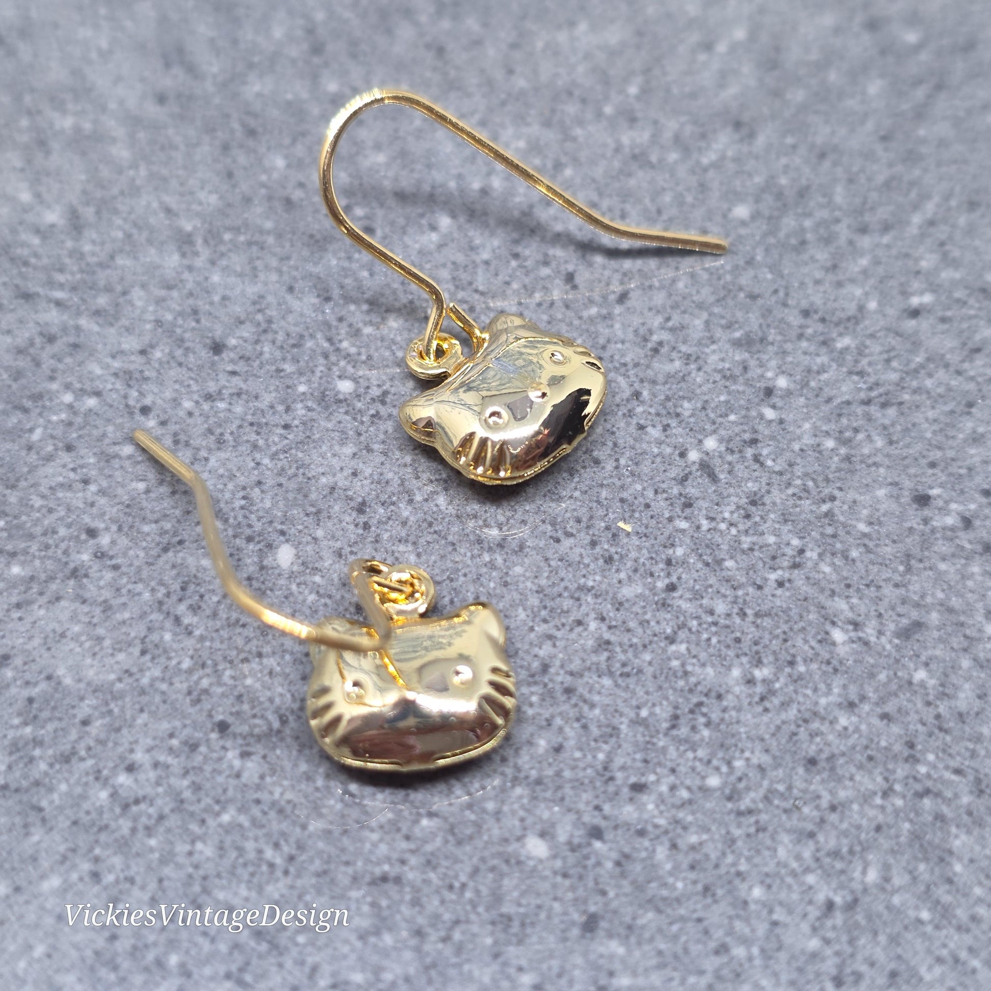 Cat Earrings with a Choice of Earrings Hypoallergenic Ear Wire: Brass 18k Gold Plated