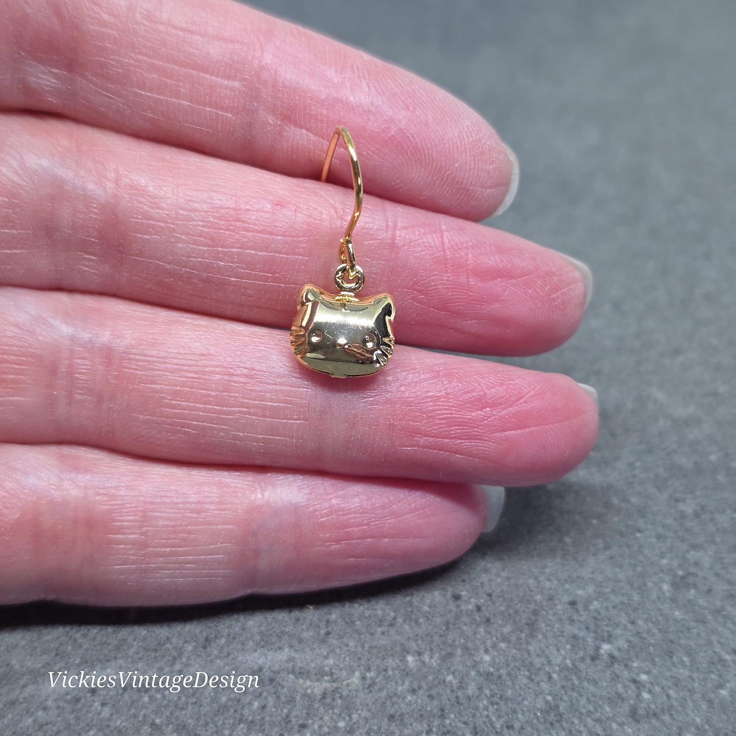 Cat Earrings with a Choice of Earrings Hypoallergenic Ear Wire: Brass 18k Gold Plated