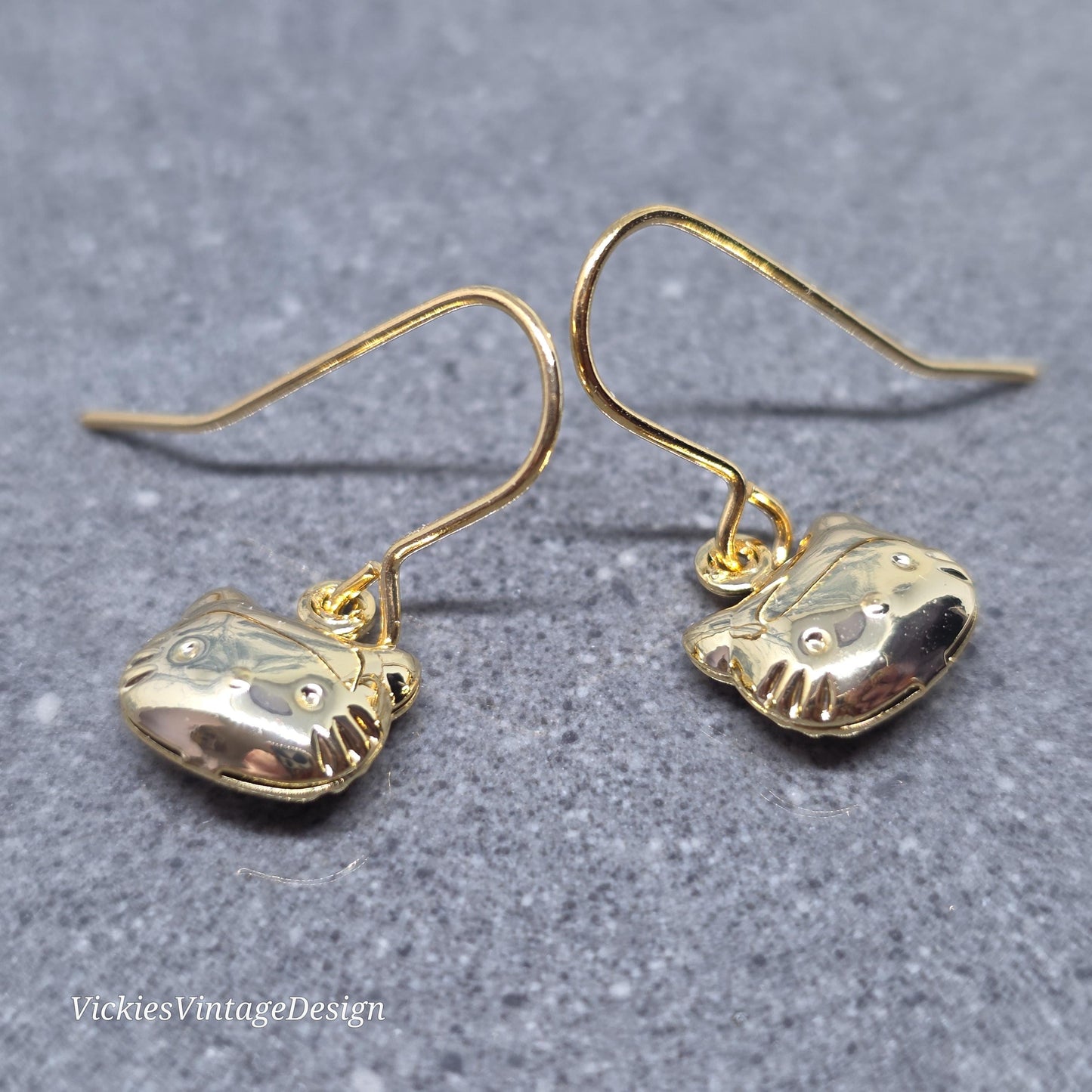 Cat Earrings with a Choice of Earrings Hypoallergenic Ear Wire: Brass 18k Gold Plated
