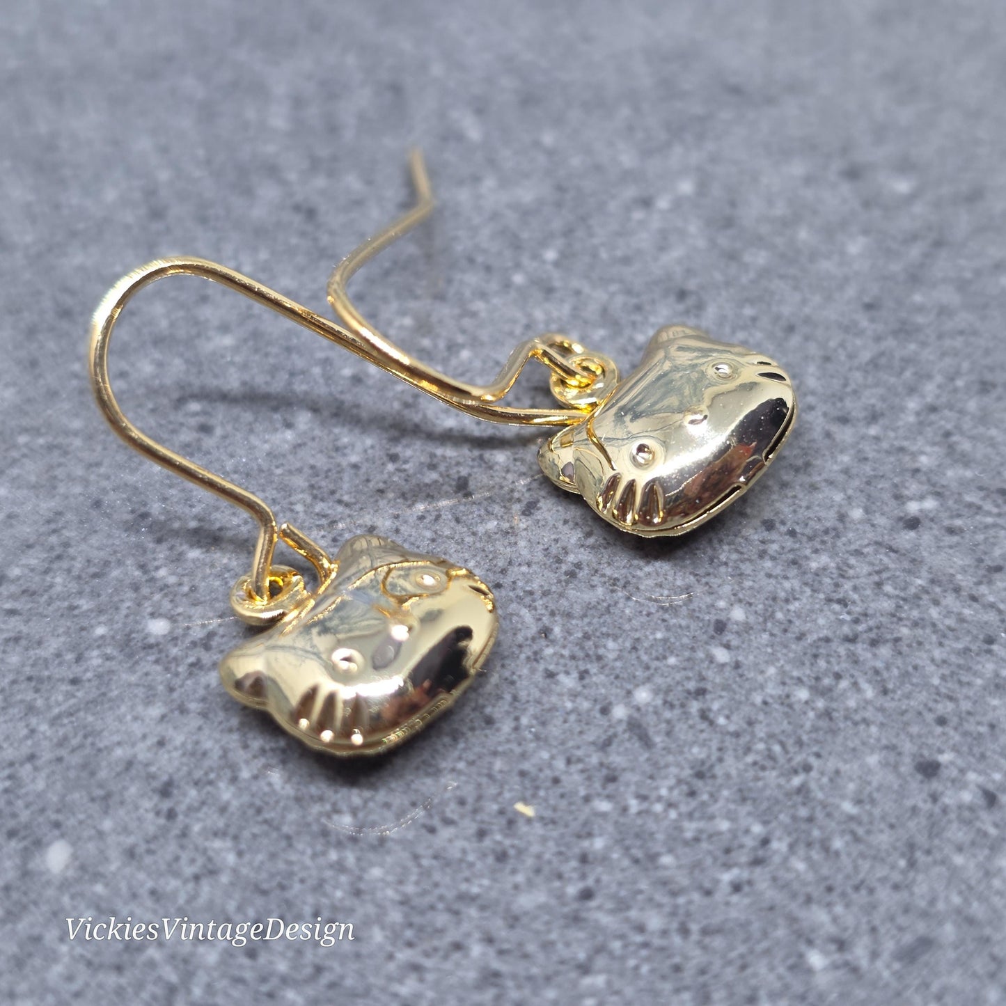 Cat Earrings with a Choice of Earrings Hypoallergenic Ear Wire: Brass 18k Gold Plated