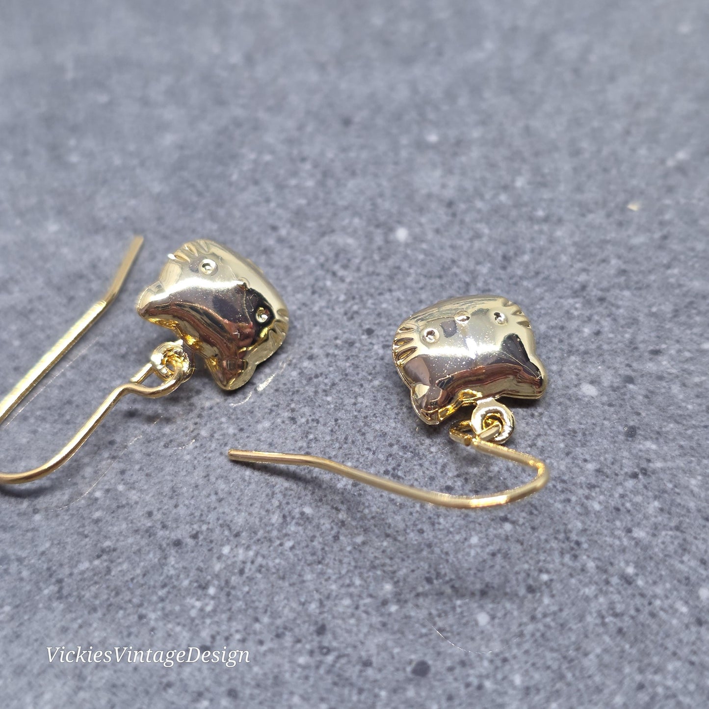 Cat Earrings with a Choice of Earrings Hypoallergenic Ear Wire: Brass 18k Gold Plated