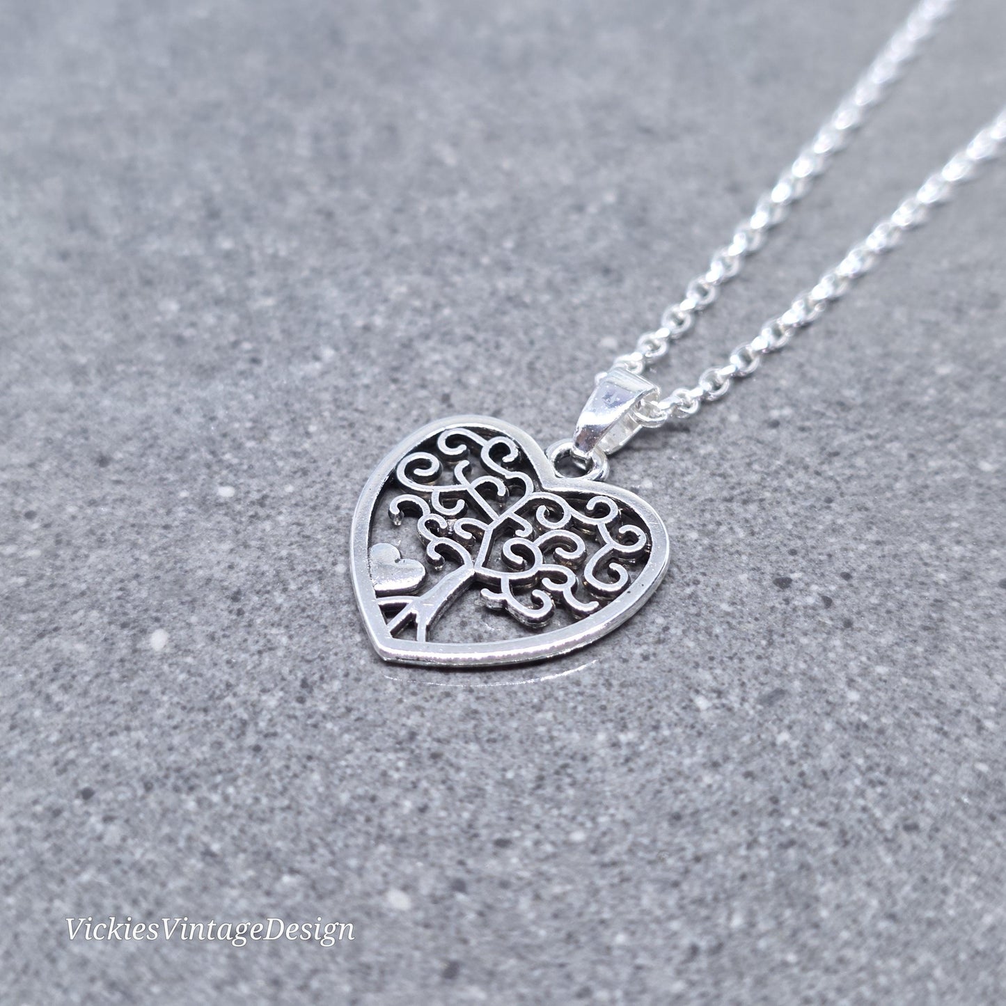 Heart Tree of Life Necklace with a Choice of Chain Material and Length